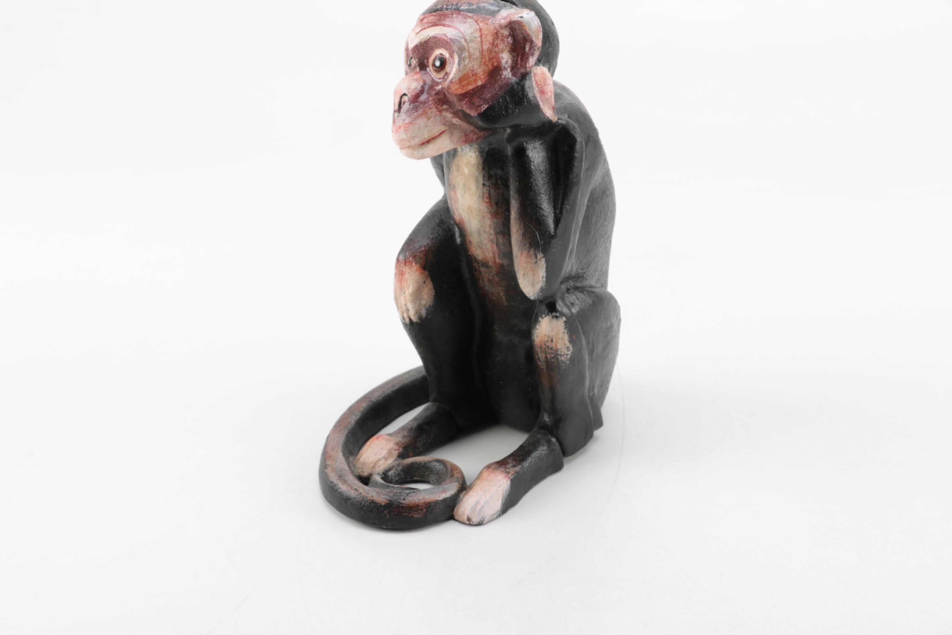 Vintage Cast Iron Monkey Coin Bank