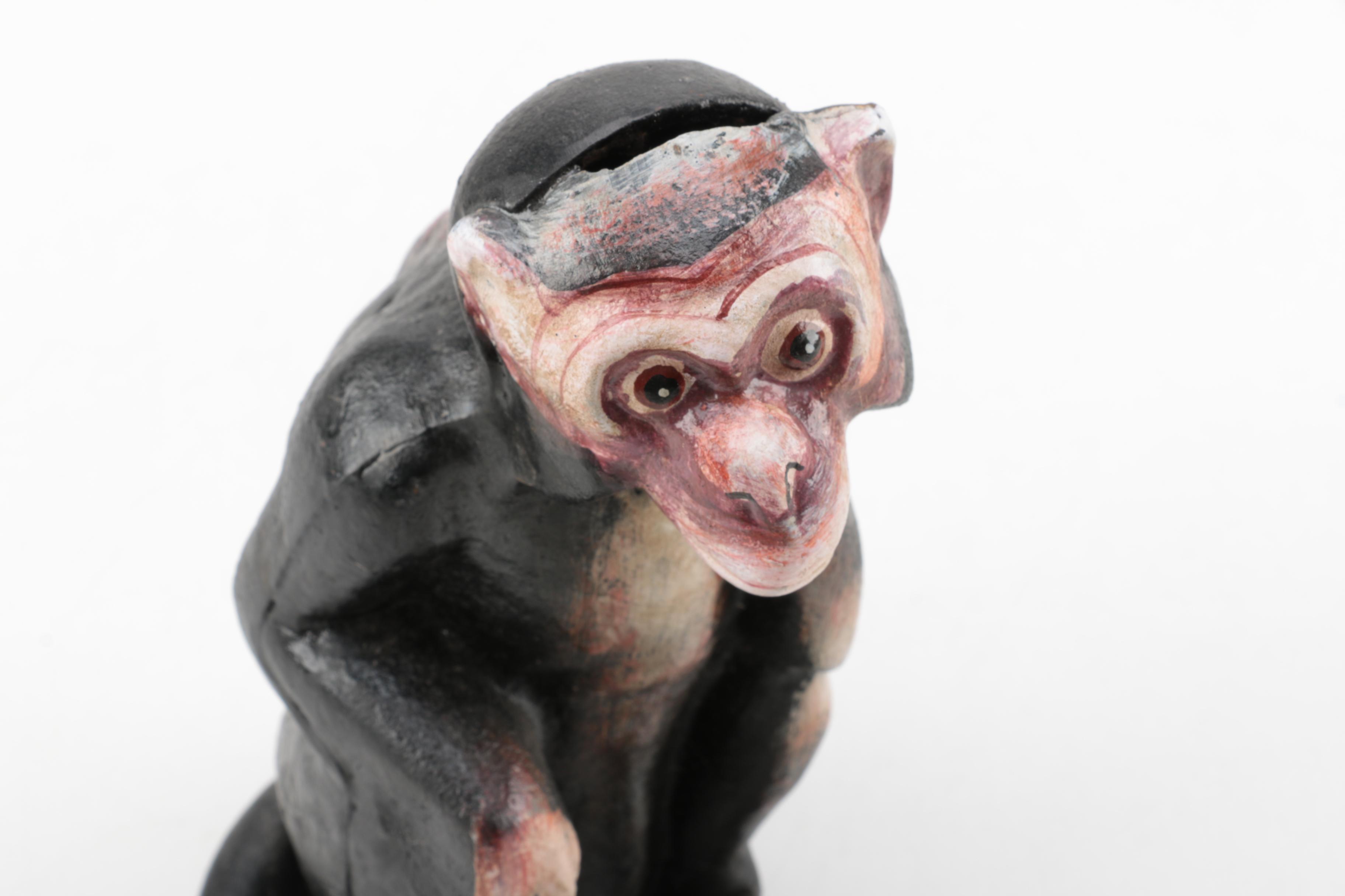 Vintage Cast Iron Monkey Coin Bank