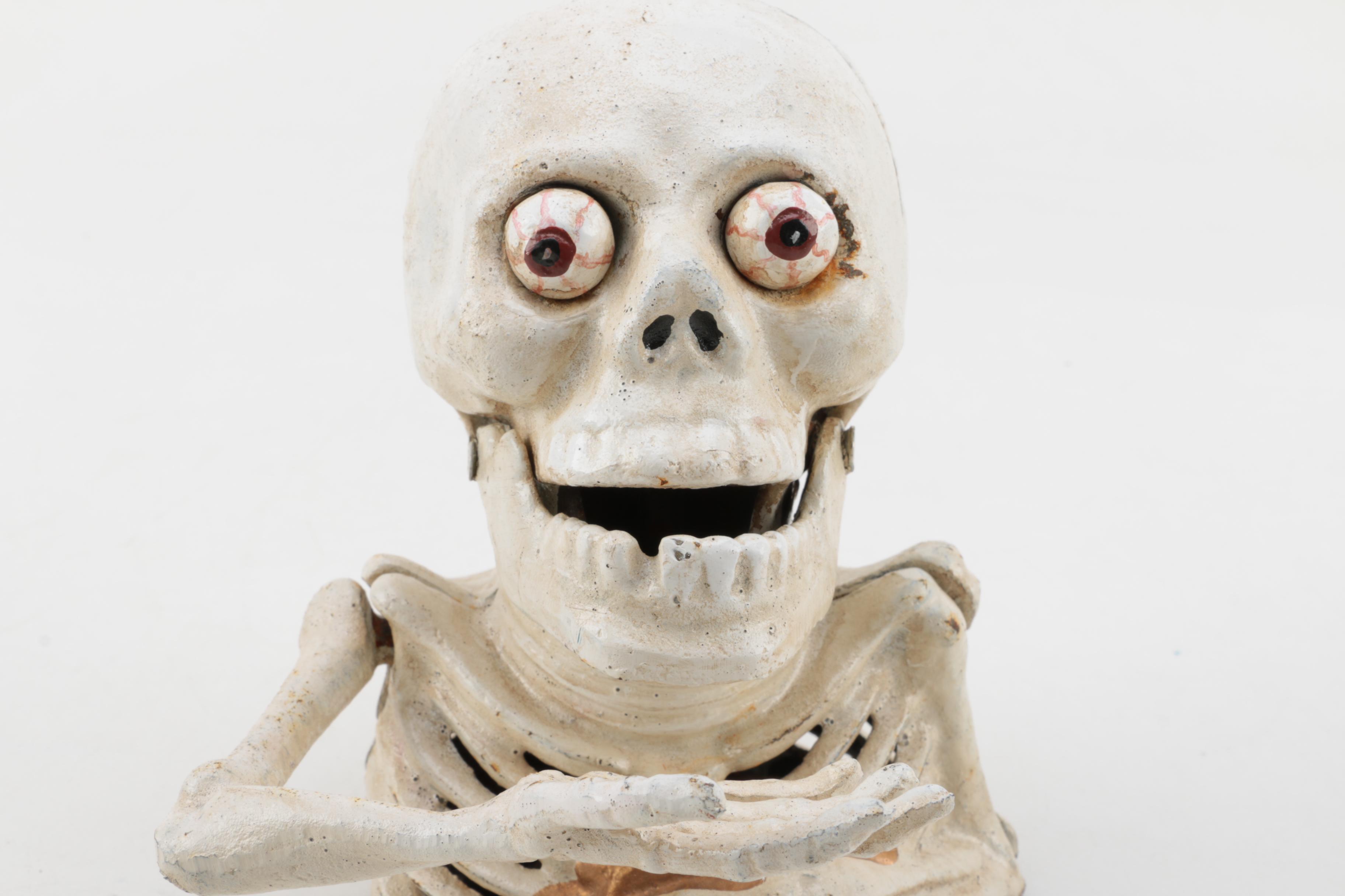 Vintage Cast Iron Mechanical Skeleton Bank