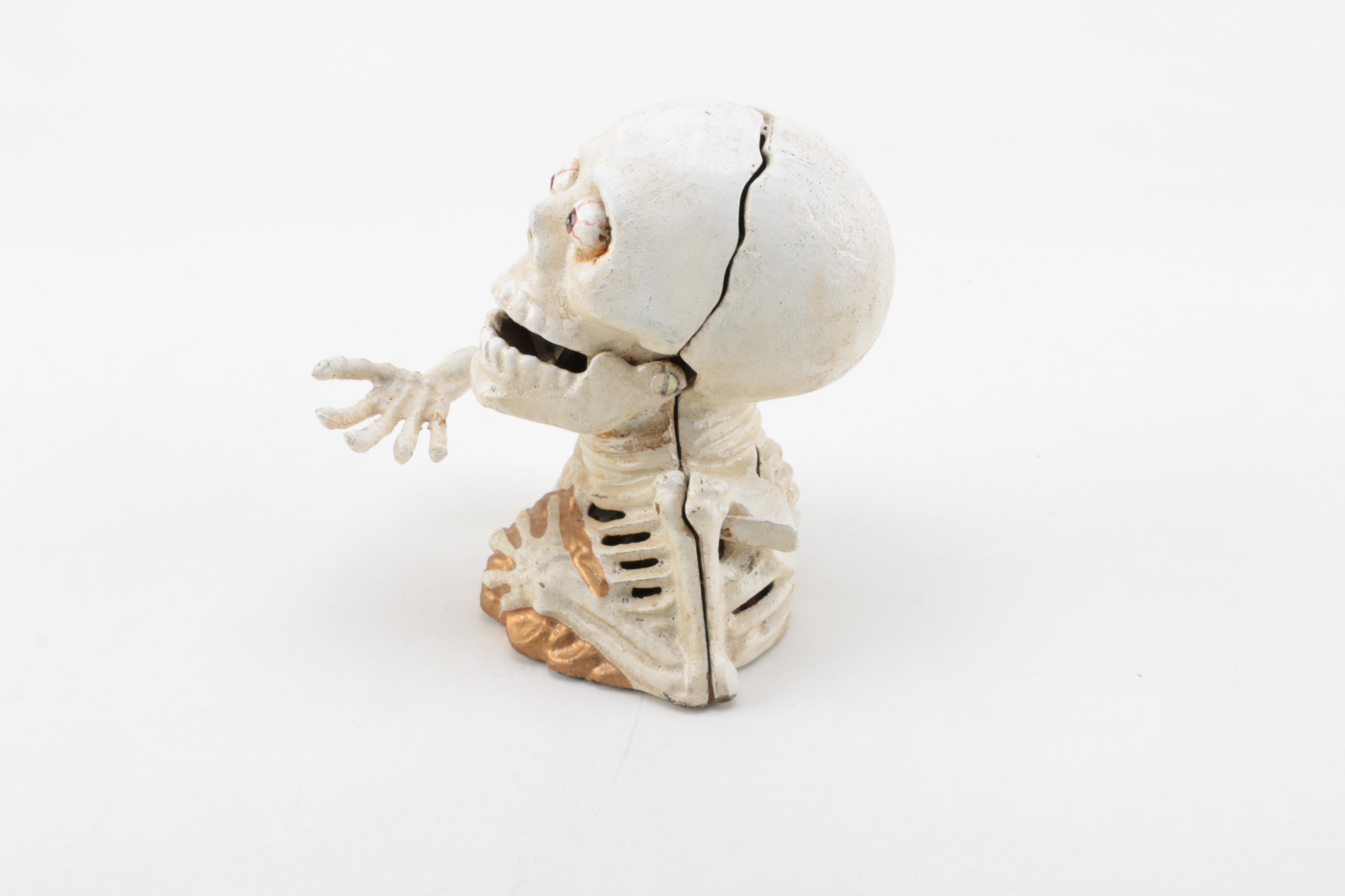 Vintage Cast Iron Mechanical Skeleton Bank