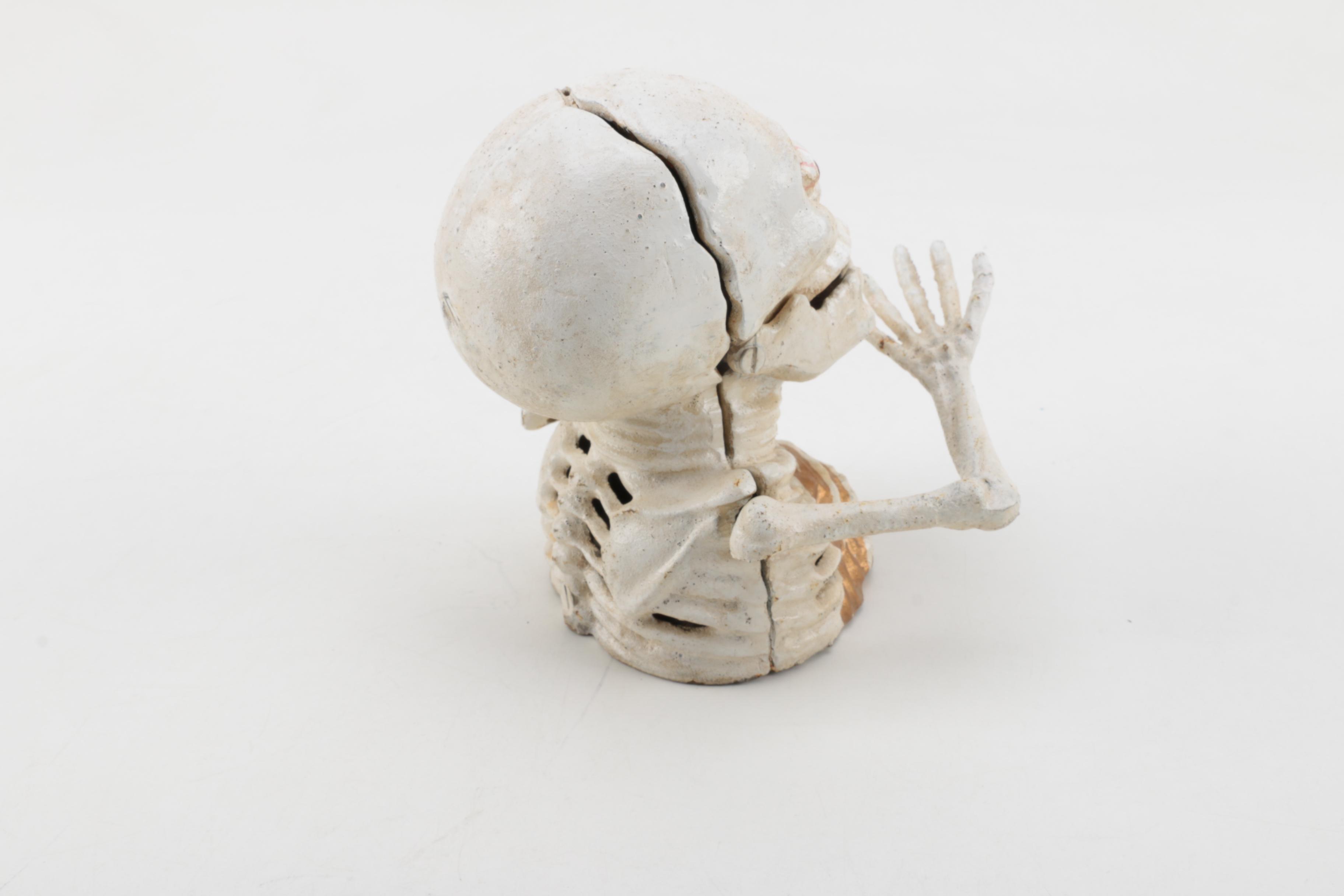 Vintage Cast Iron Mechanical Skeleton Bank