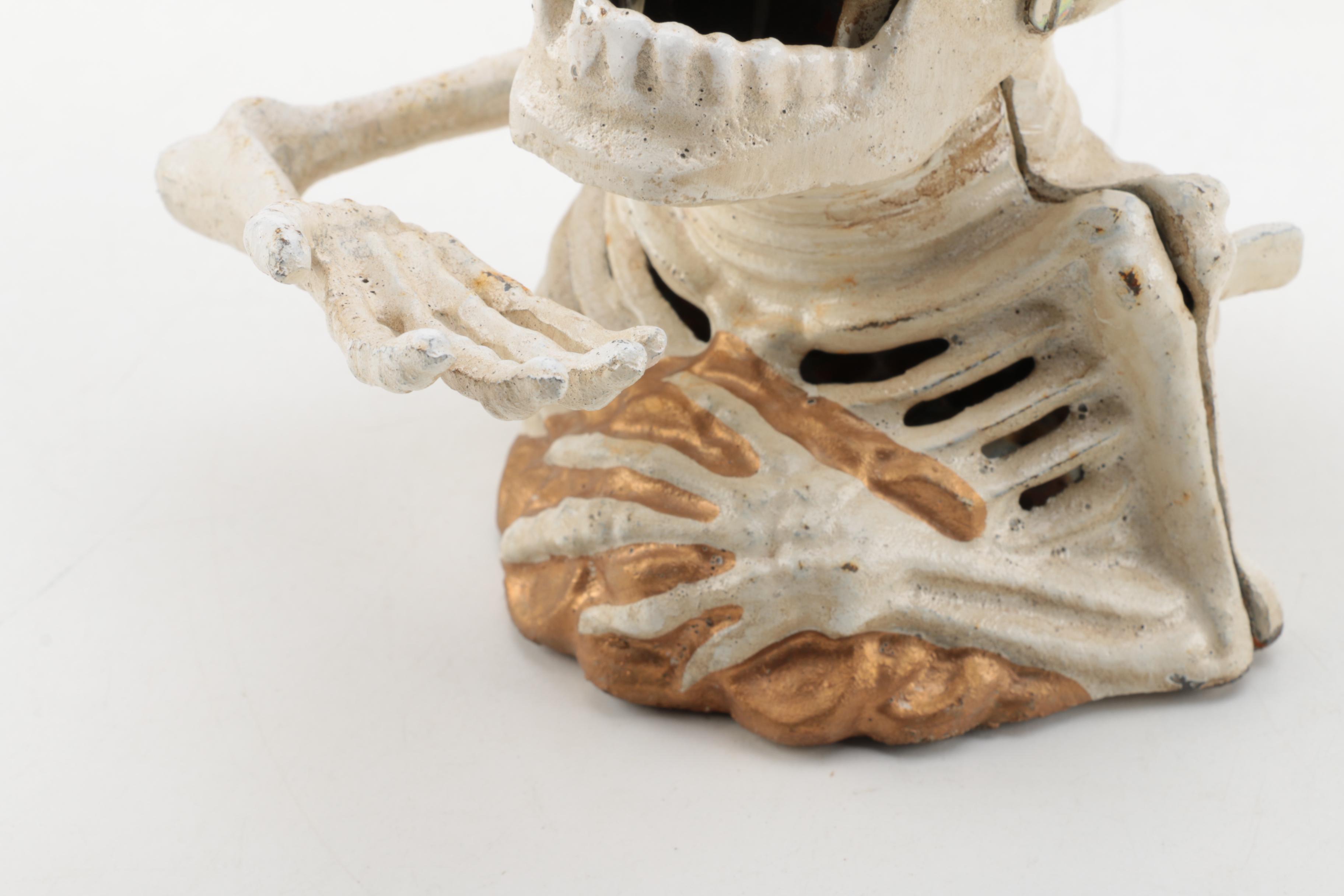 Vintage Cast Iron Mechanical Skeleton Bank