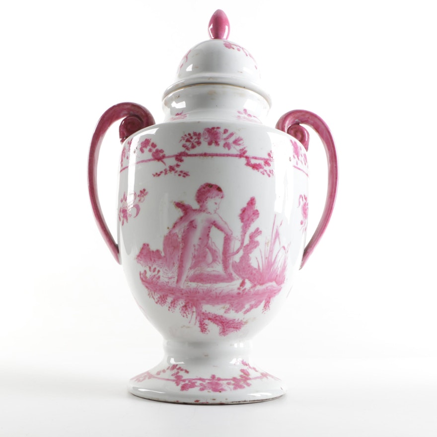 Pink Chinese Covered Urn