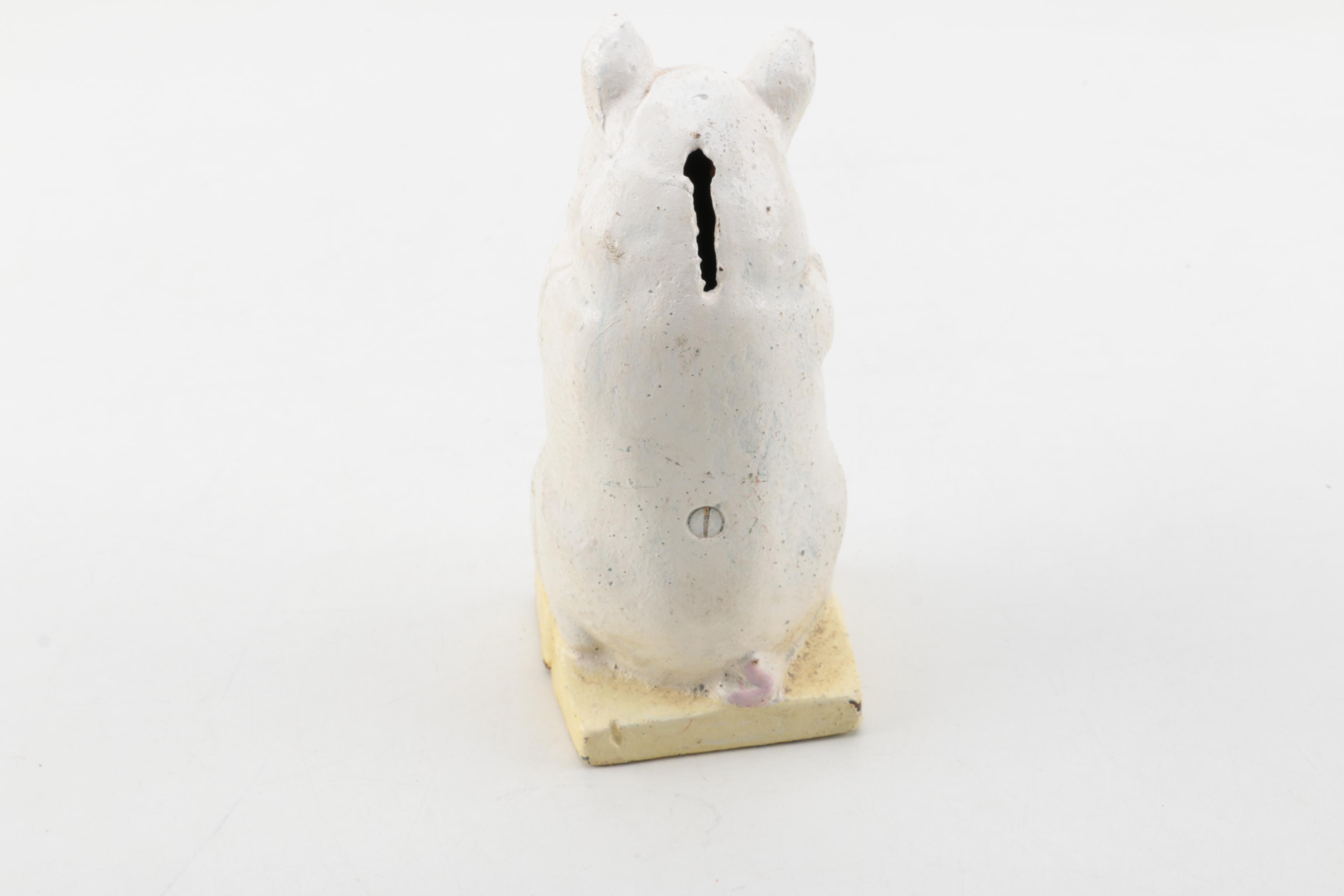 Vintage Cast Iron "Thrifty The Wise Pig" Piggy Bank