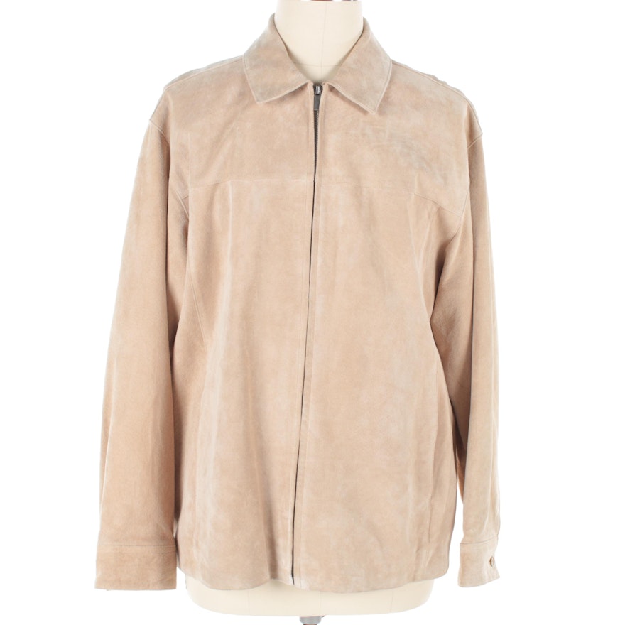 Men's Brandini Cream Suede Zip-Front Jacket