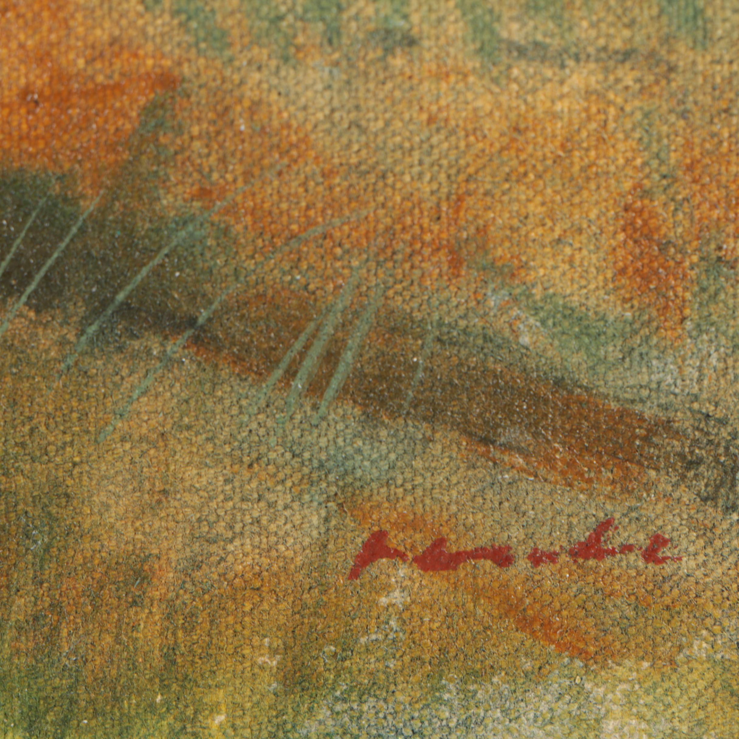 Oil Painting of a Figure in Native American Attire