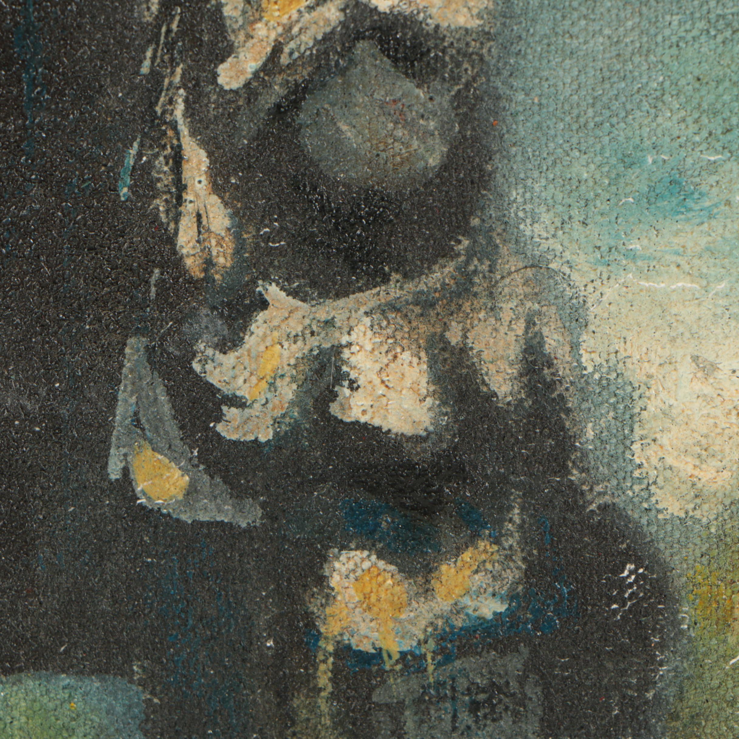 Oil Painting of a Figure in Native American Attire