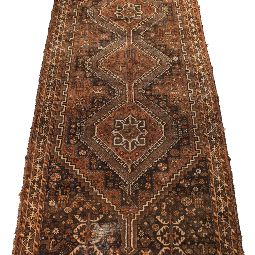 Vintage Hand-Knotted Persian Khamseh Wool Area Rug