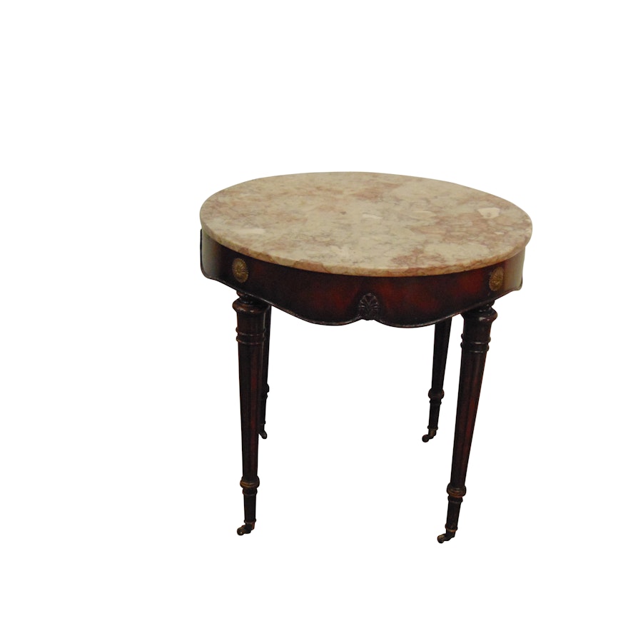Continental Style End Table with Marble Top