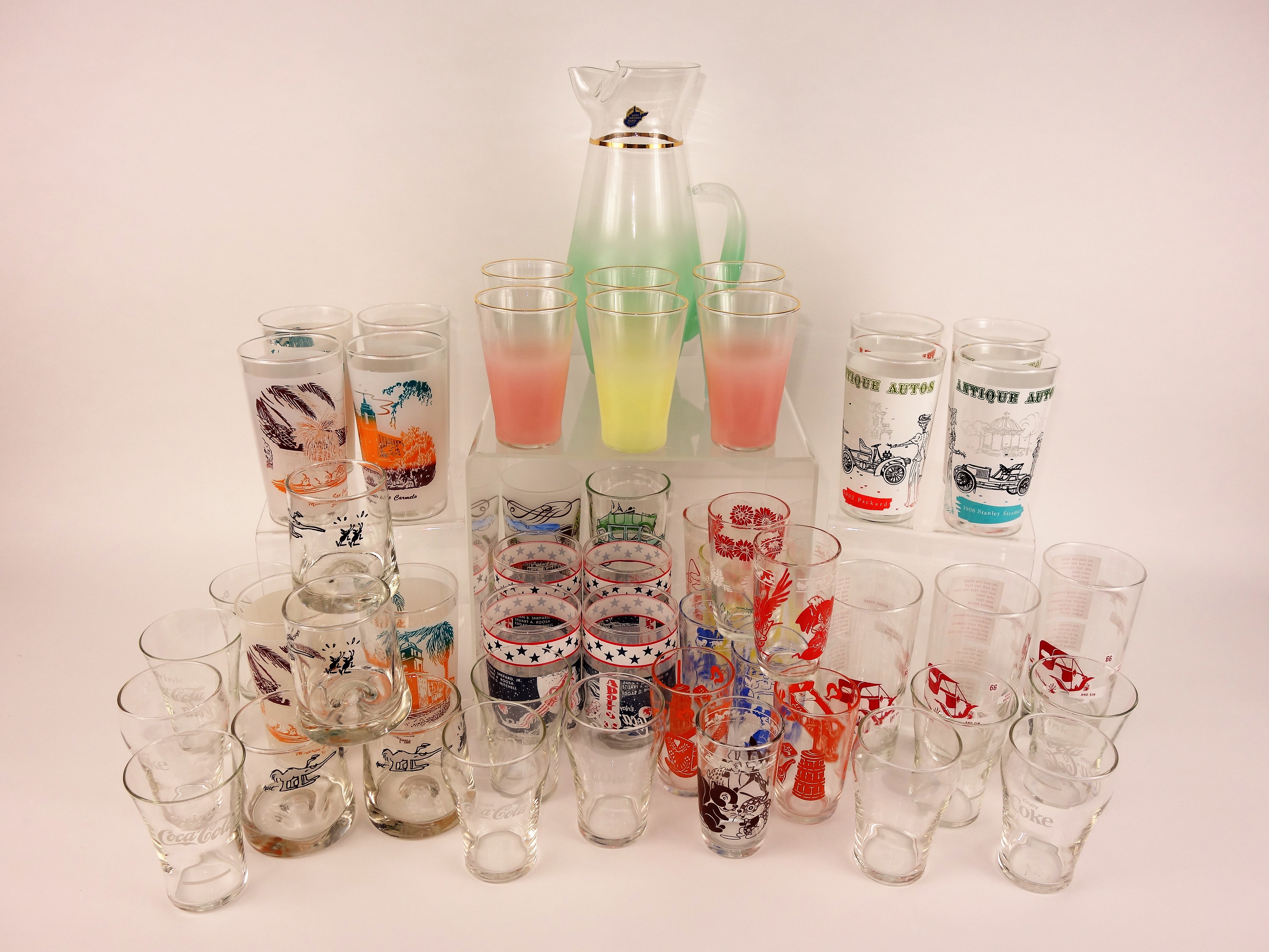 Mid Century Blendo Glass, West Virginia, Coke, BC Comics, Apollo 14 Glassware