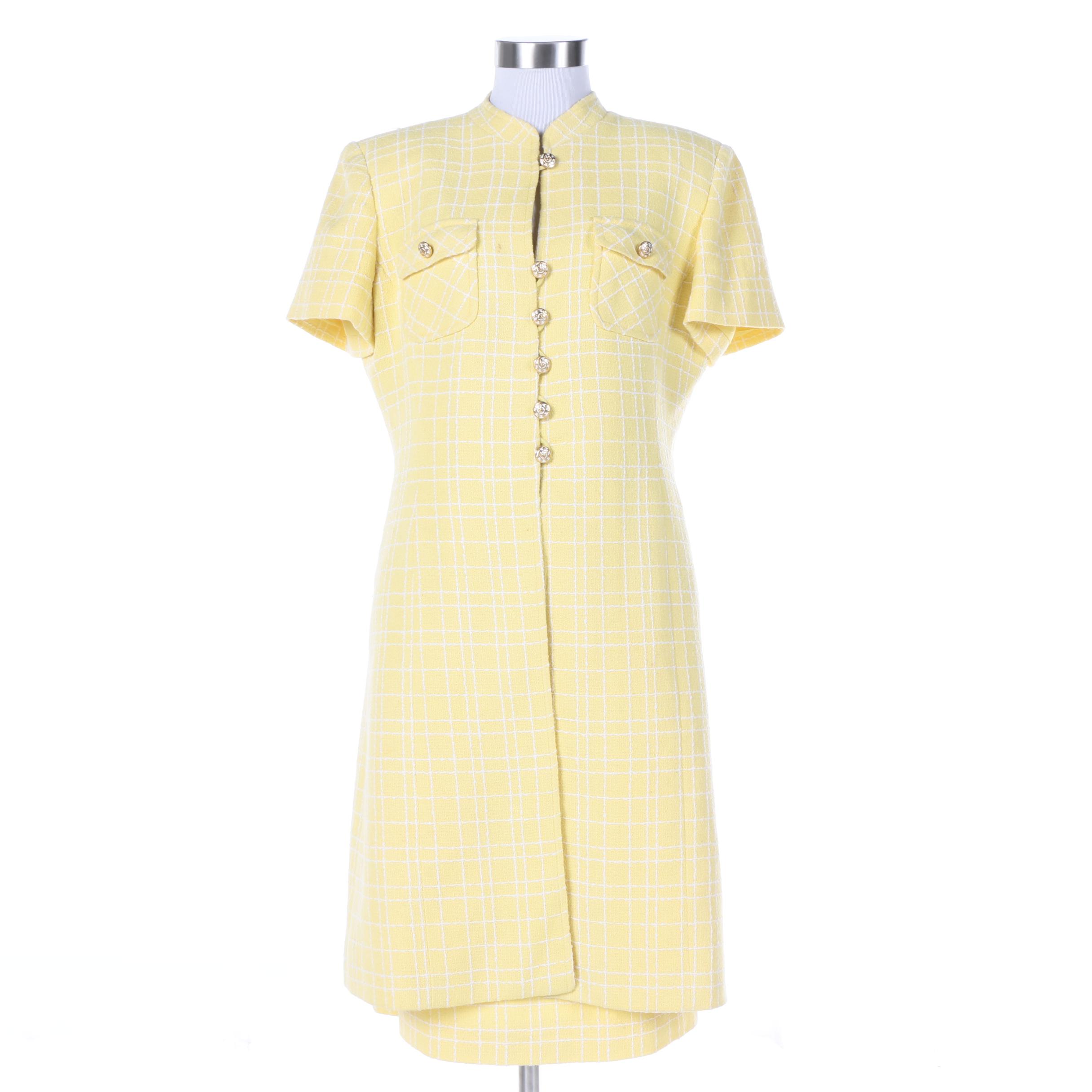 Rickie Freeman for Teri Jon Suits Yellow Cotton Blend Skirt Suit