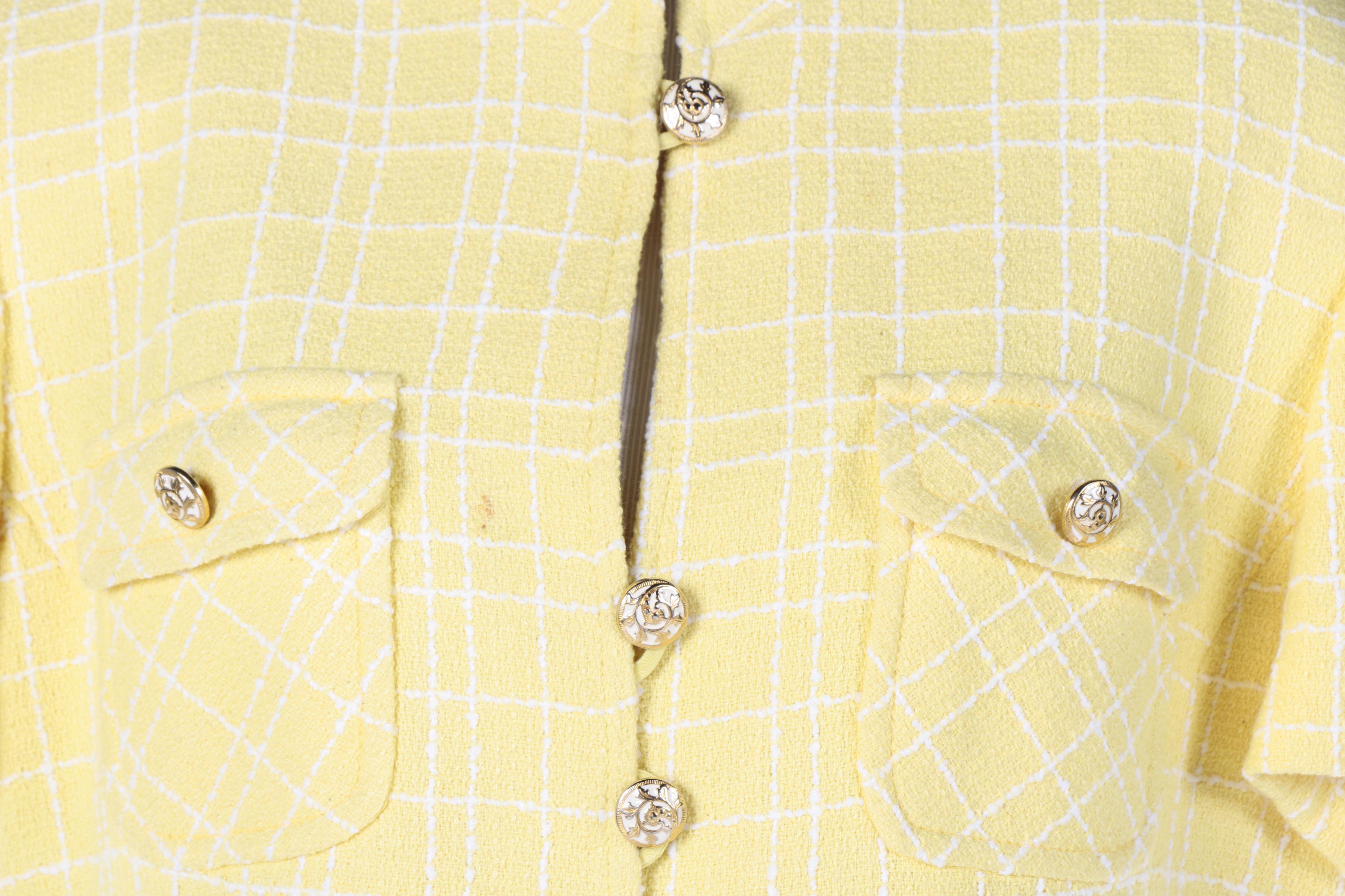 Rickie Freeman for Teri Jon Suits Yellow Cotton Blend Skirt Suit
