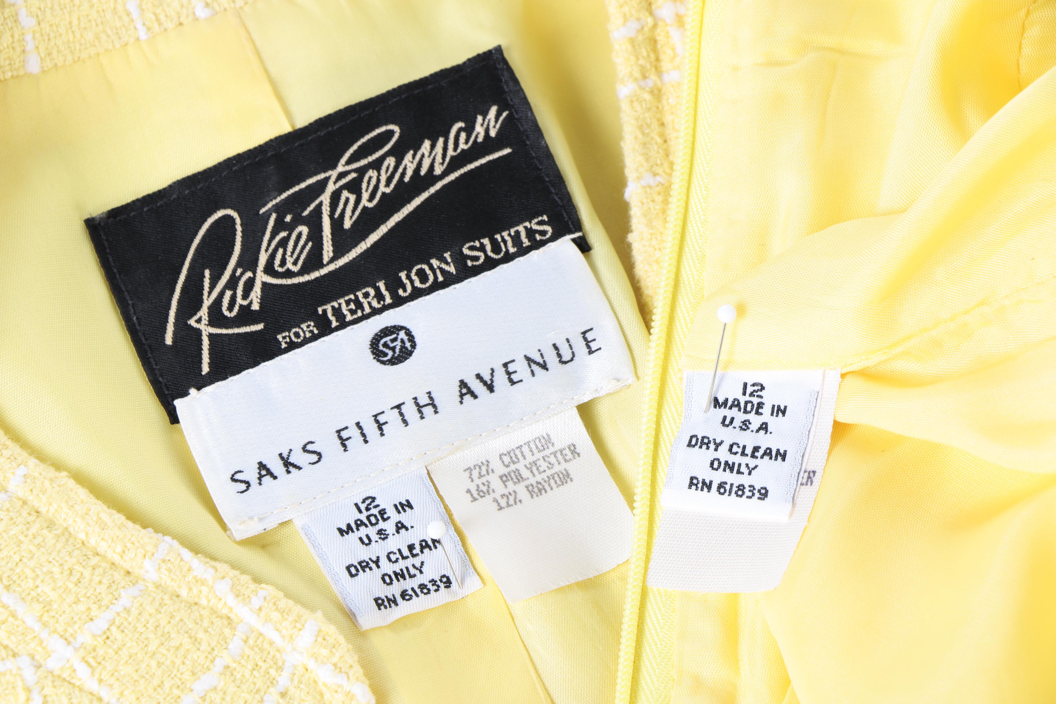 Rickie Freeman for Teri Jon Suits Yellow Cotton Blend Skirt Suit