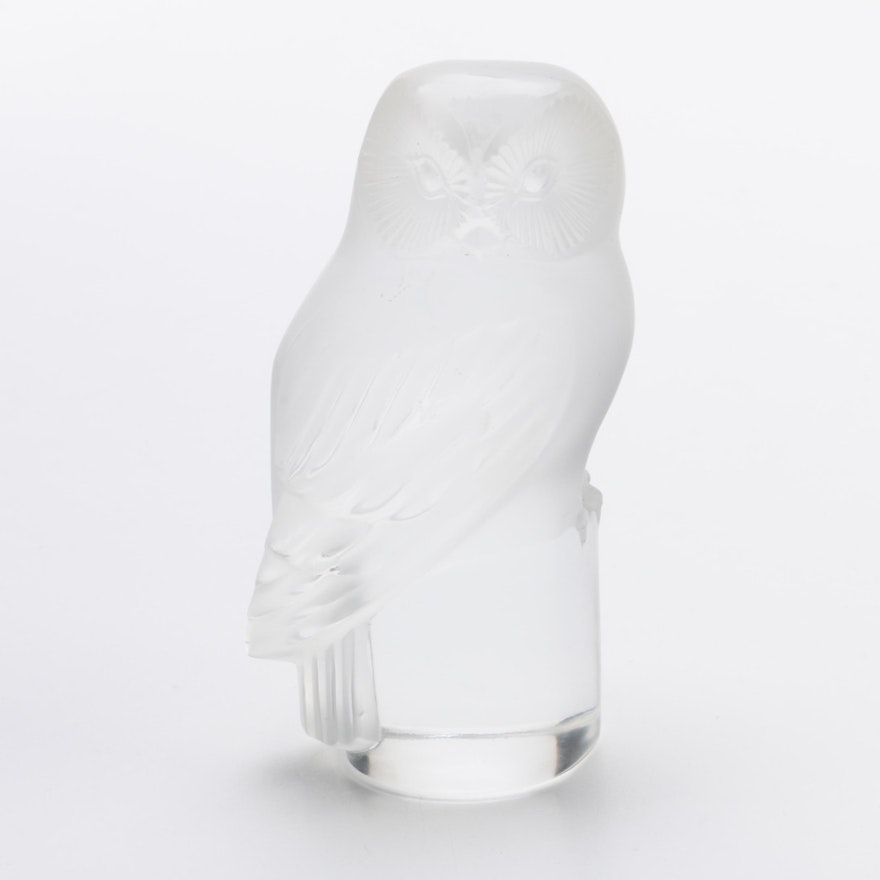 Lalique Crystal Owl Figurine