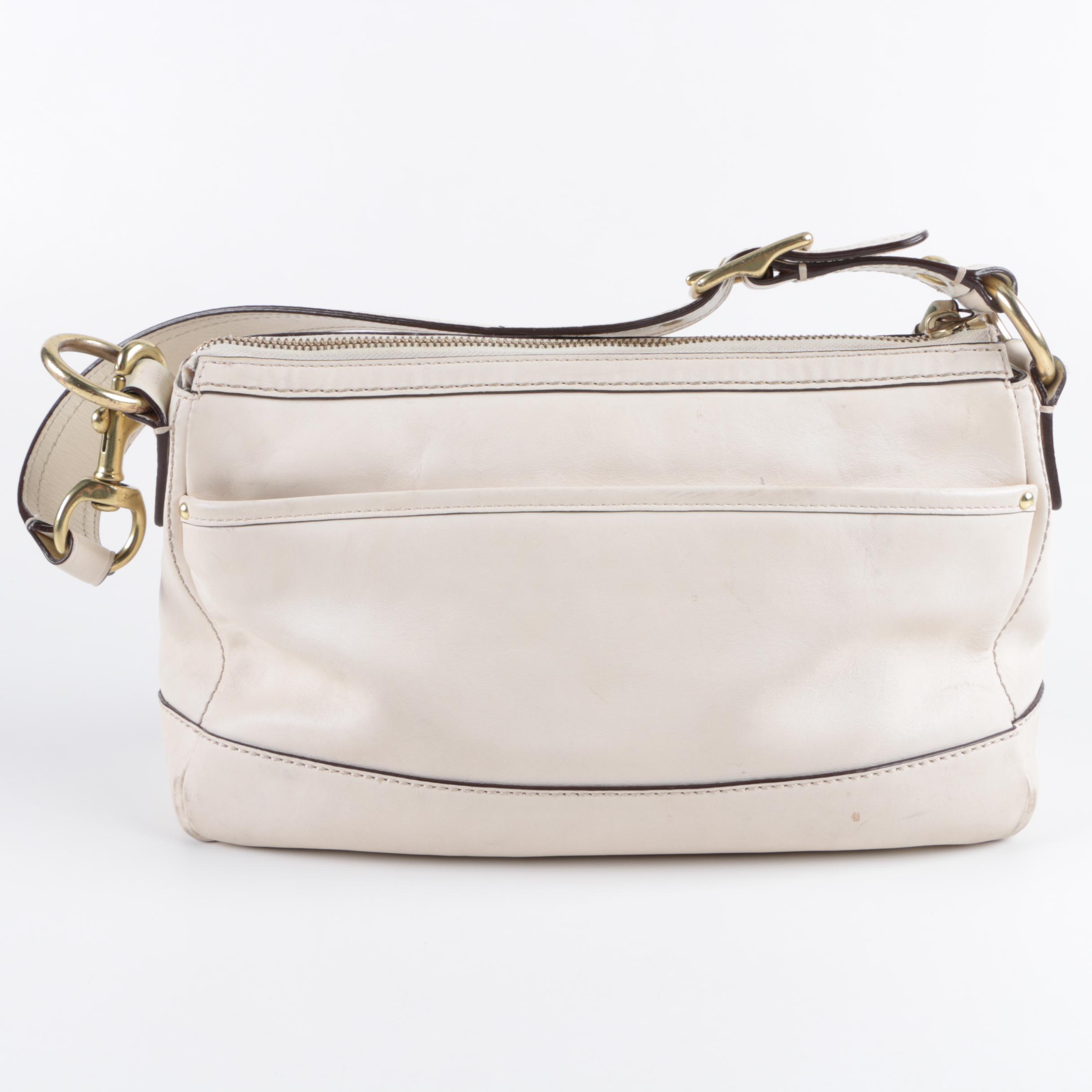 Coach Ivory Legacy Leather Turn Lock Shoulder Bag