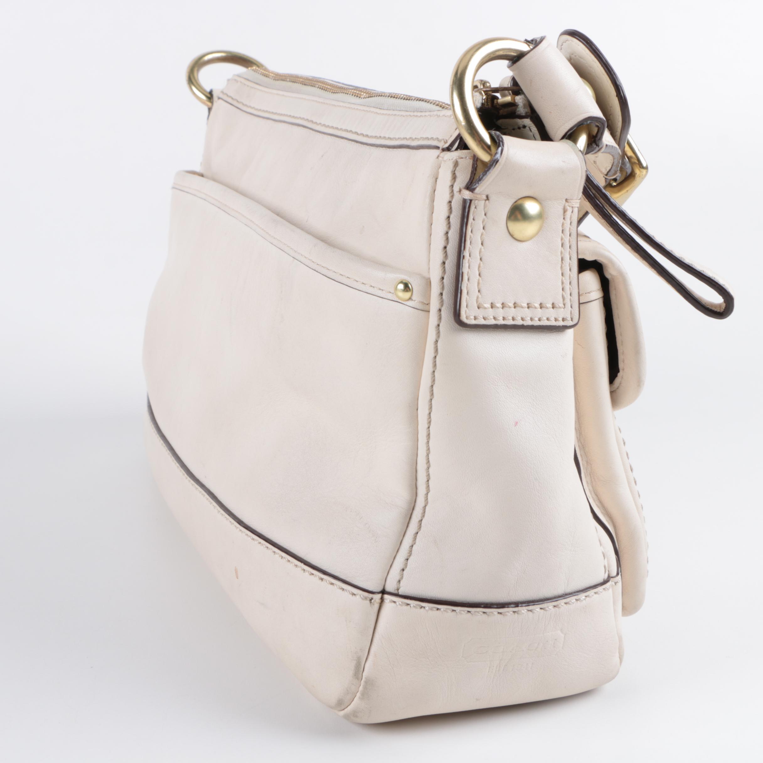 Coach Ivory Legacy Leather Turn Lock Shoulder Bag