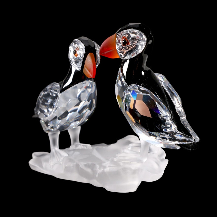 Swarovski Crystal "Feathered Beauties" Puffins Figurine