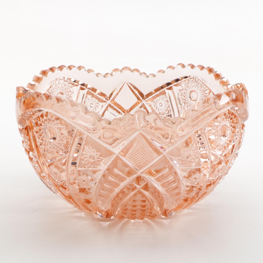 Vintage Pressed Pink Glass Bowl