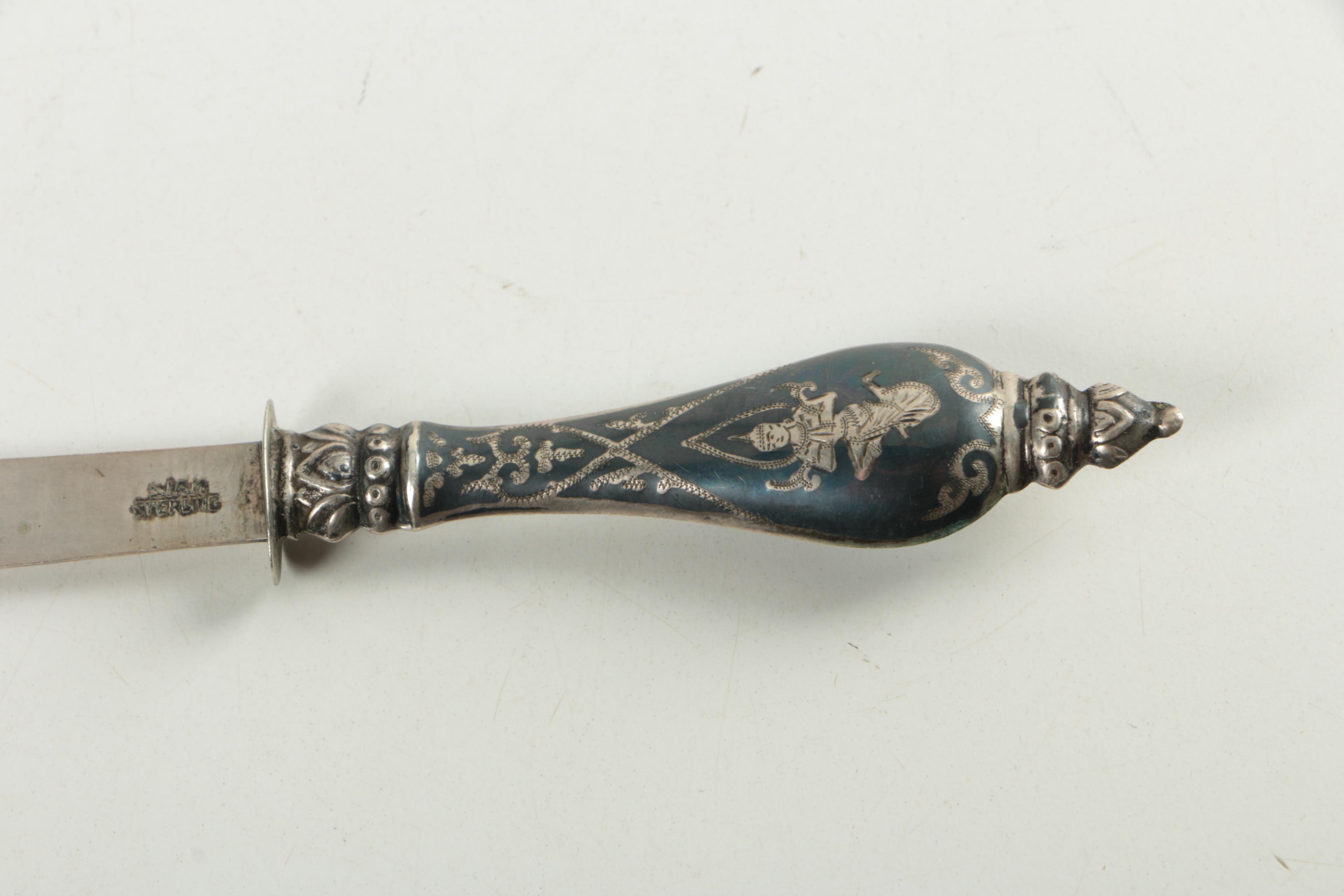 Siam Sterling Letter Opener and Assorted Sterling and Metal Letter Openers