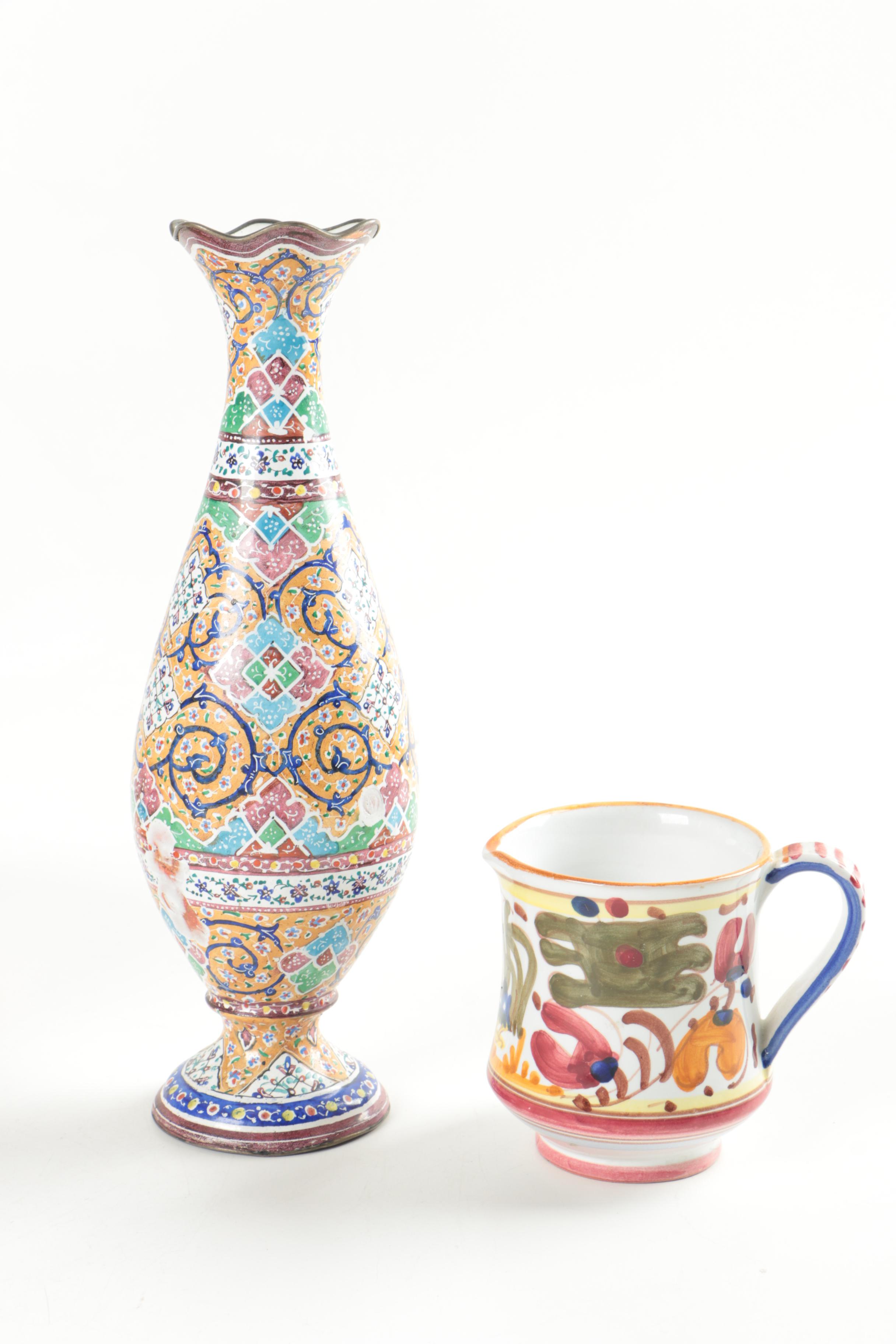 Deruta Puzzle Jug and Other Hand-Painted European Ceramics
