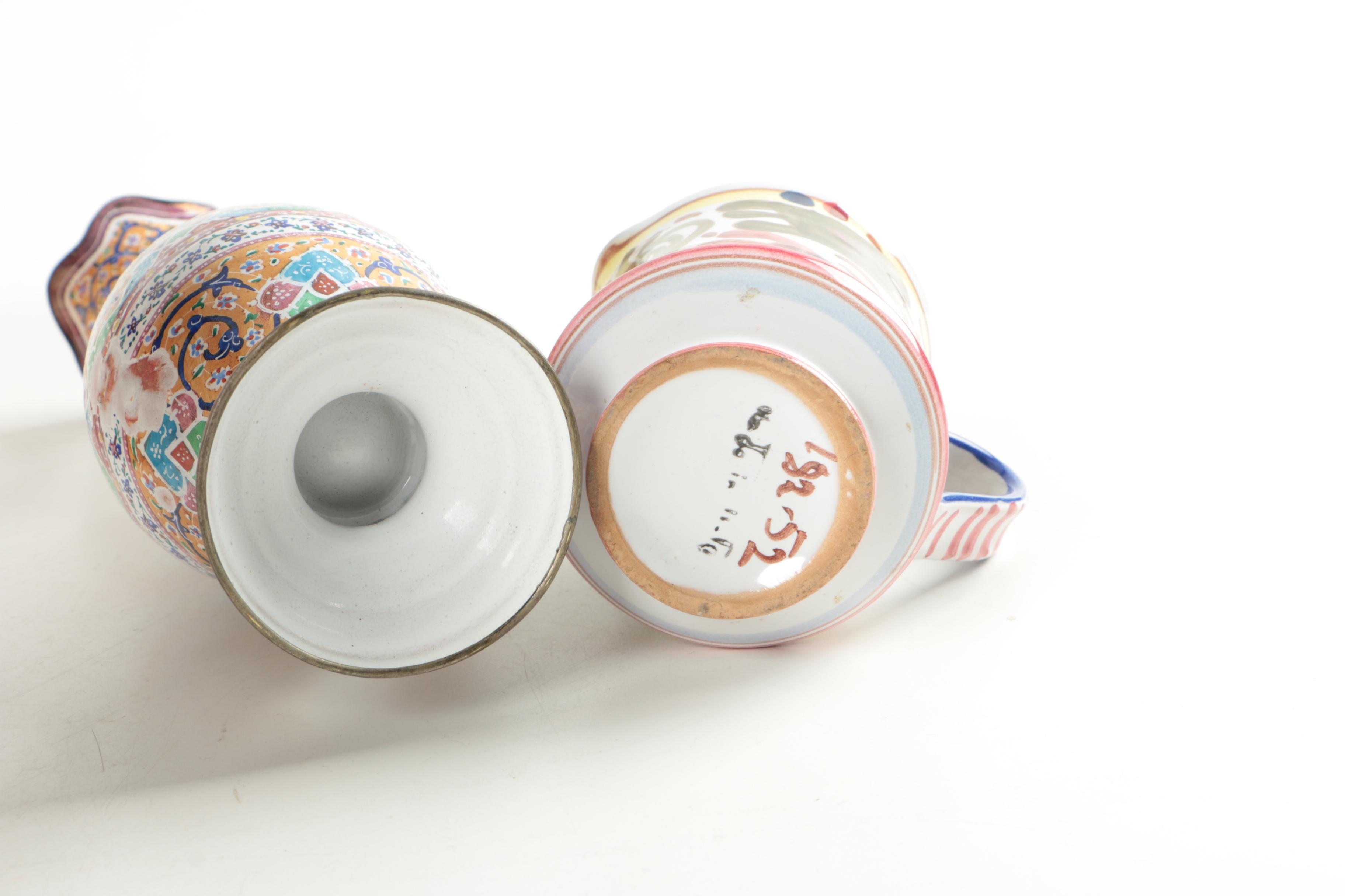 Deruta Puzzle Jug and Other Hand-Painted European Ceramics