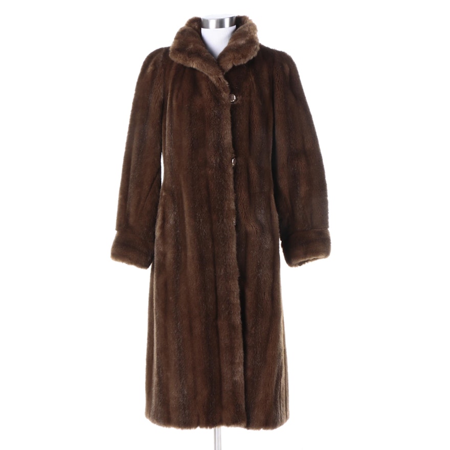 Women's Vintage Grandella Brown Faux Fur Overcoat