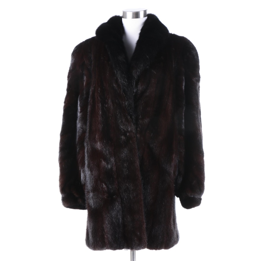 Vintage Mink Coat with Fox Fur Collar