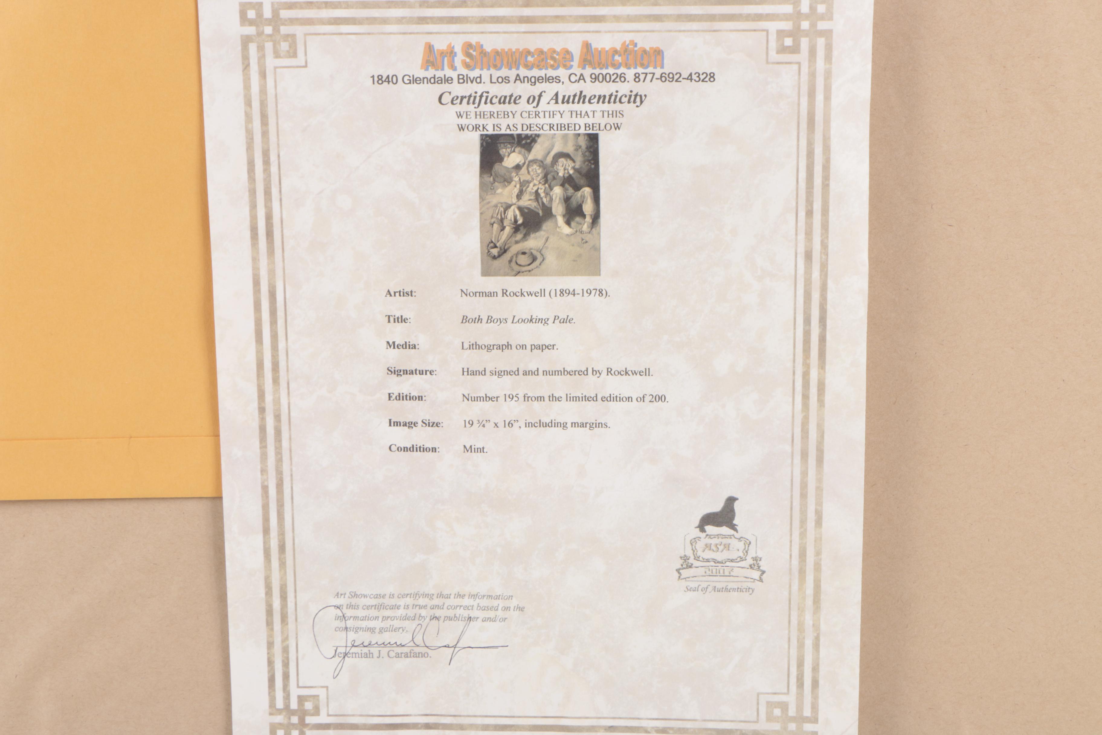 Norman Rockwell Lithograph "First Smoke"