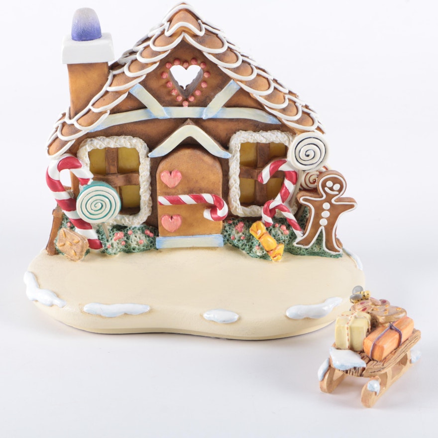 Goebel "Gingerbread Lane" Gingerbread House with a Sleigh