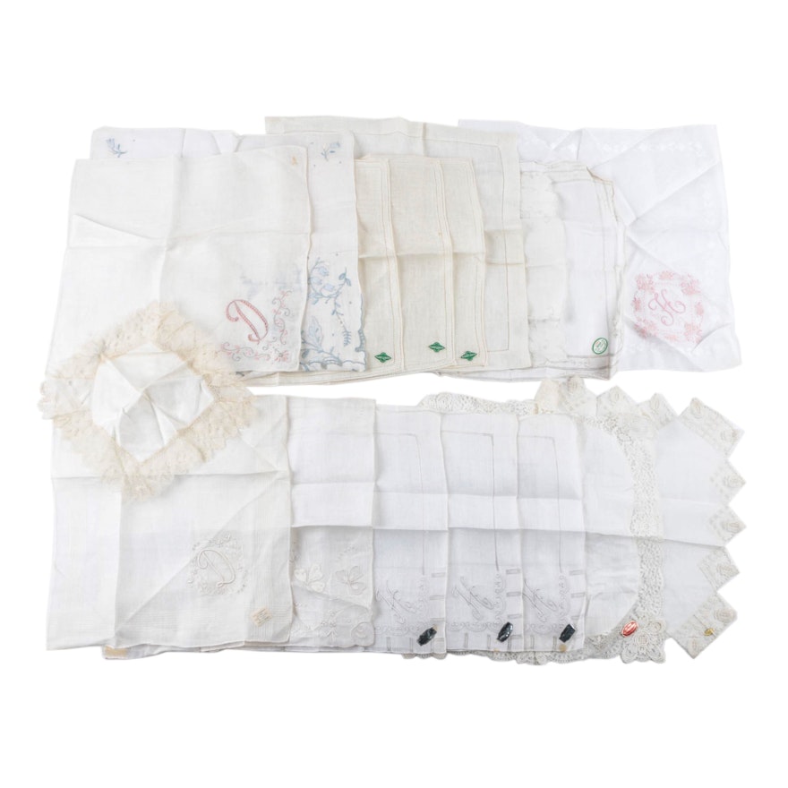 Vintage Embroidered, Appliqued and Monogrammed Handkerchiefs