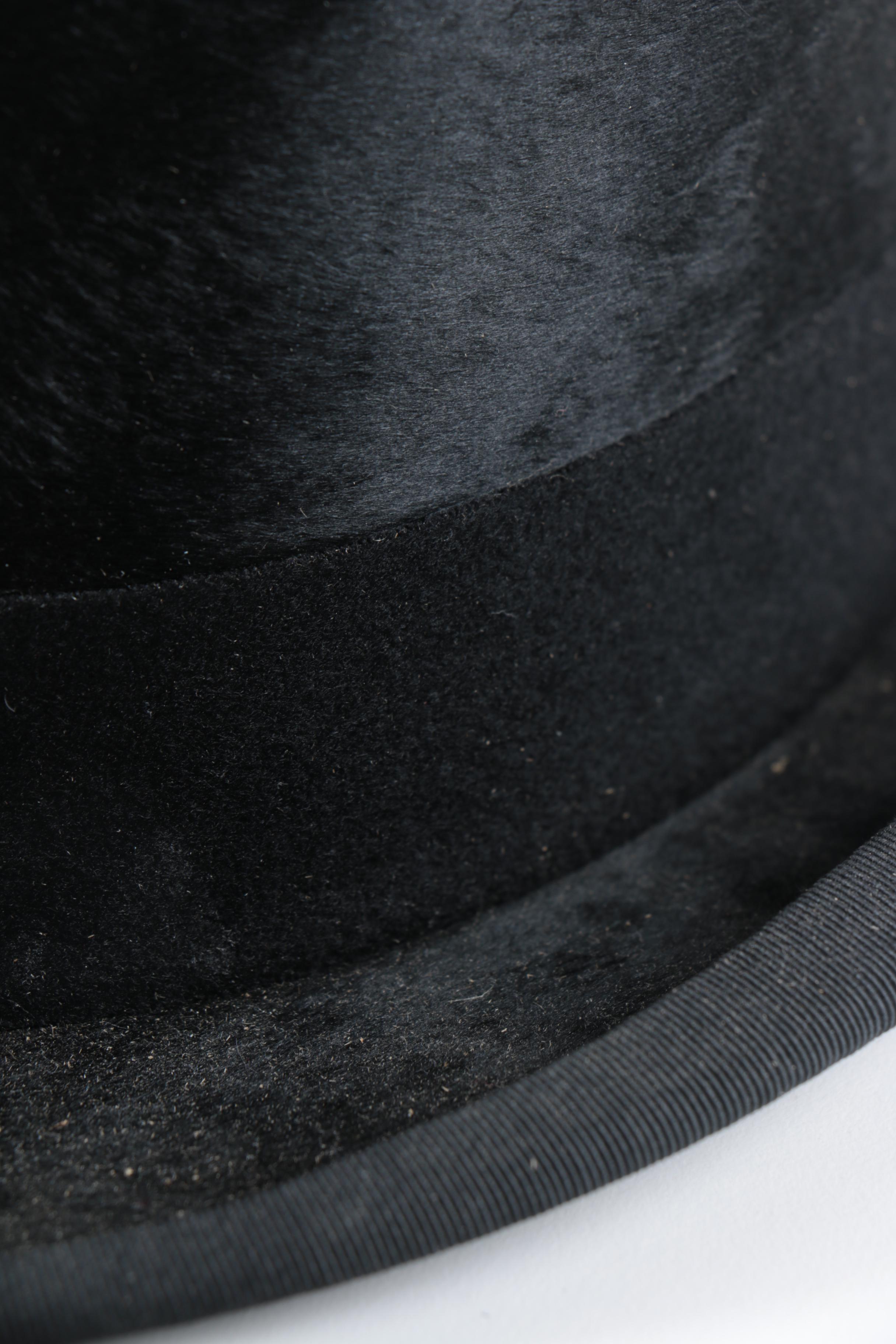 Victorian Collins & Fairbanks Black Felted Beaver Fur Top Hat and Box