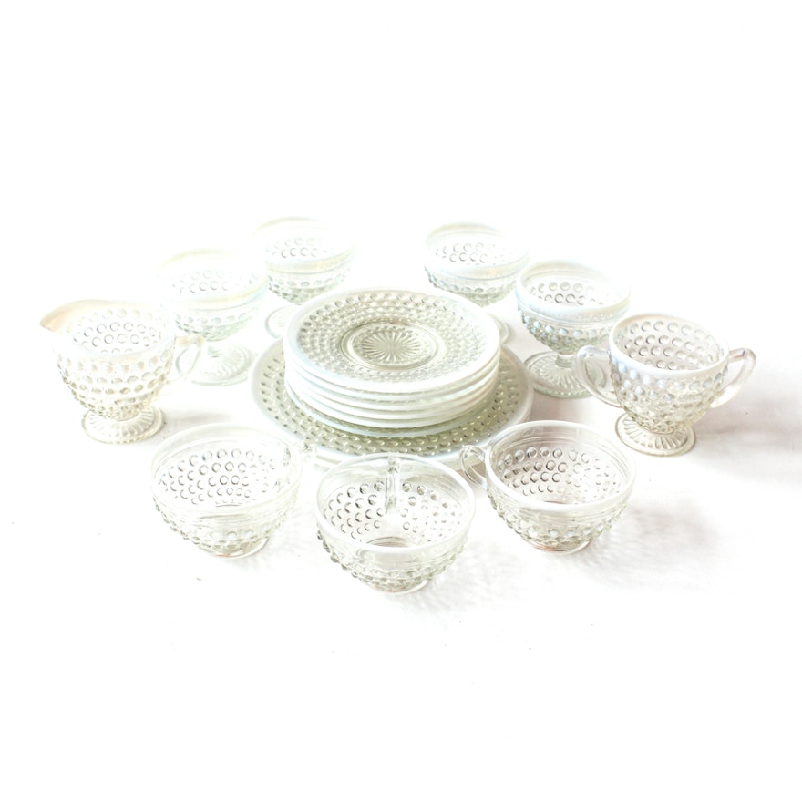 Opalescent Glass Hobnail Tableware