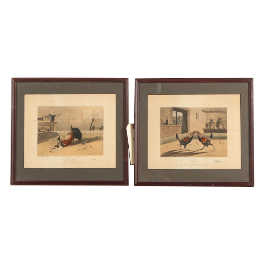 Hand Colored Collotype Prints "Knockdown" and "Fight" after N. Fielding