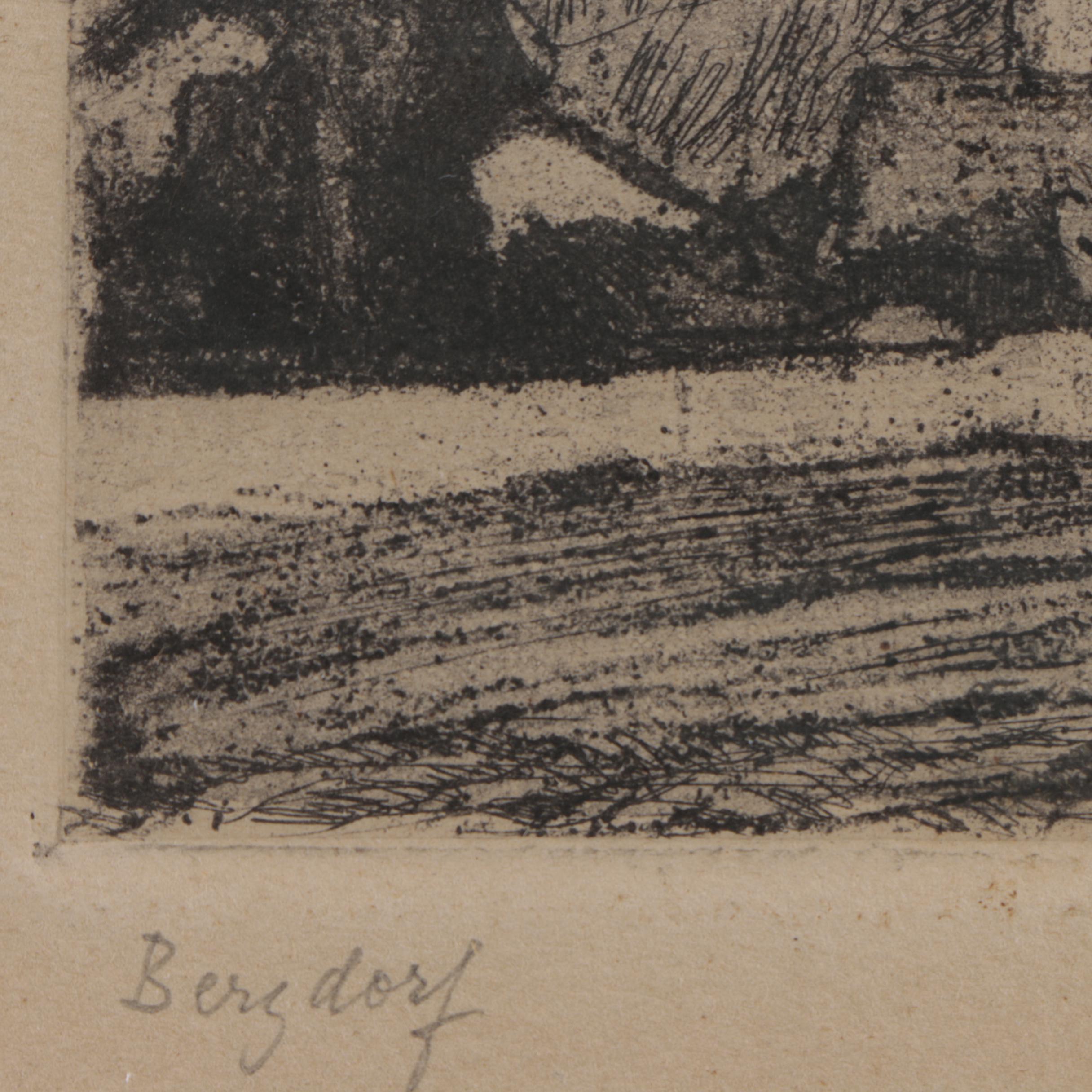 Wolf Bloem Mid Century Etching "Bergdorf"