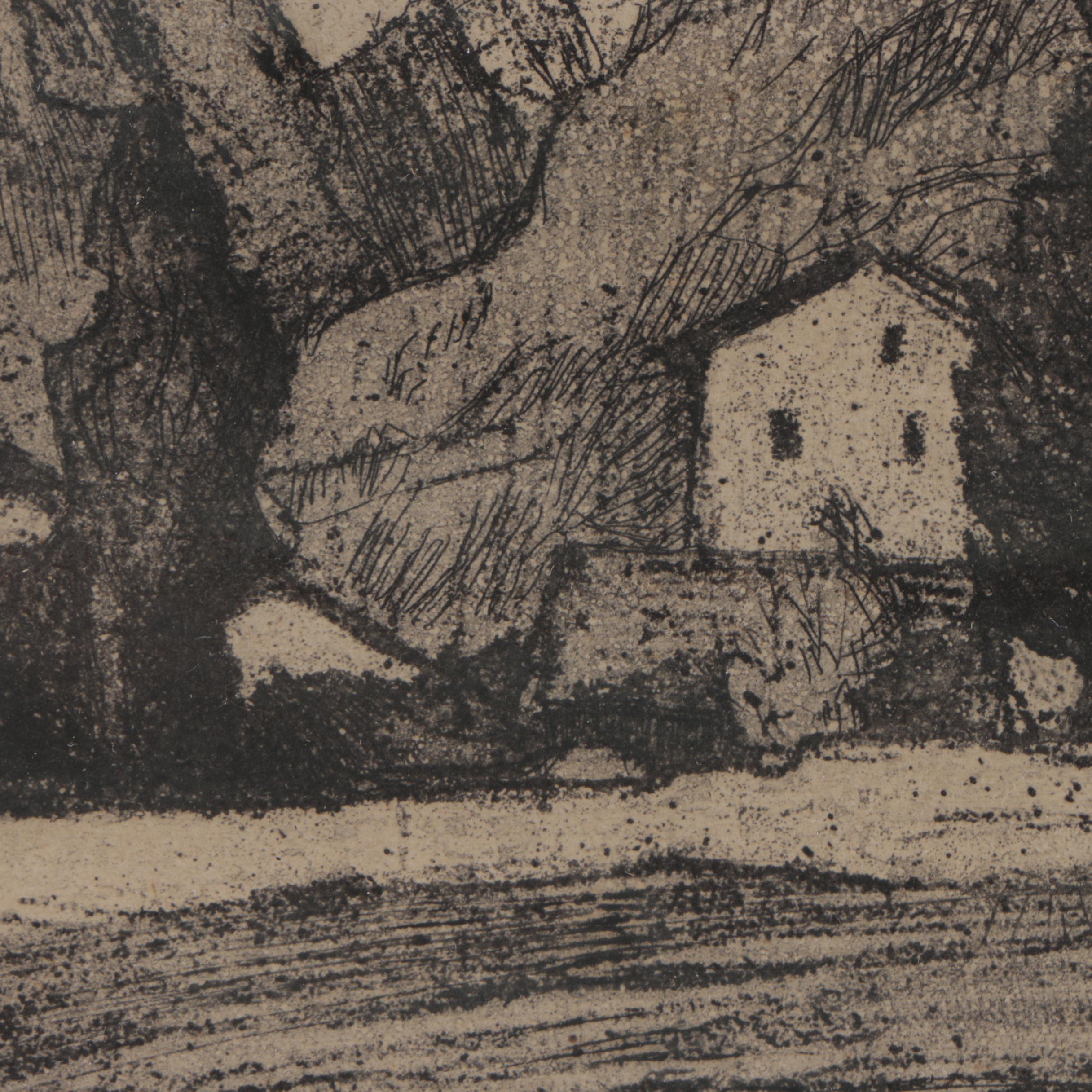 Wolf Bloem Mid Century Etching "Bergdorf"