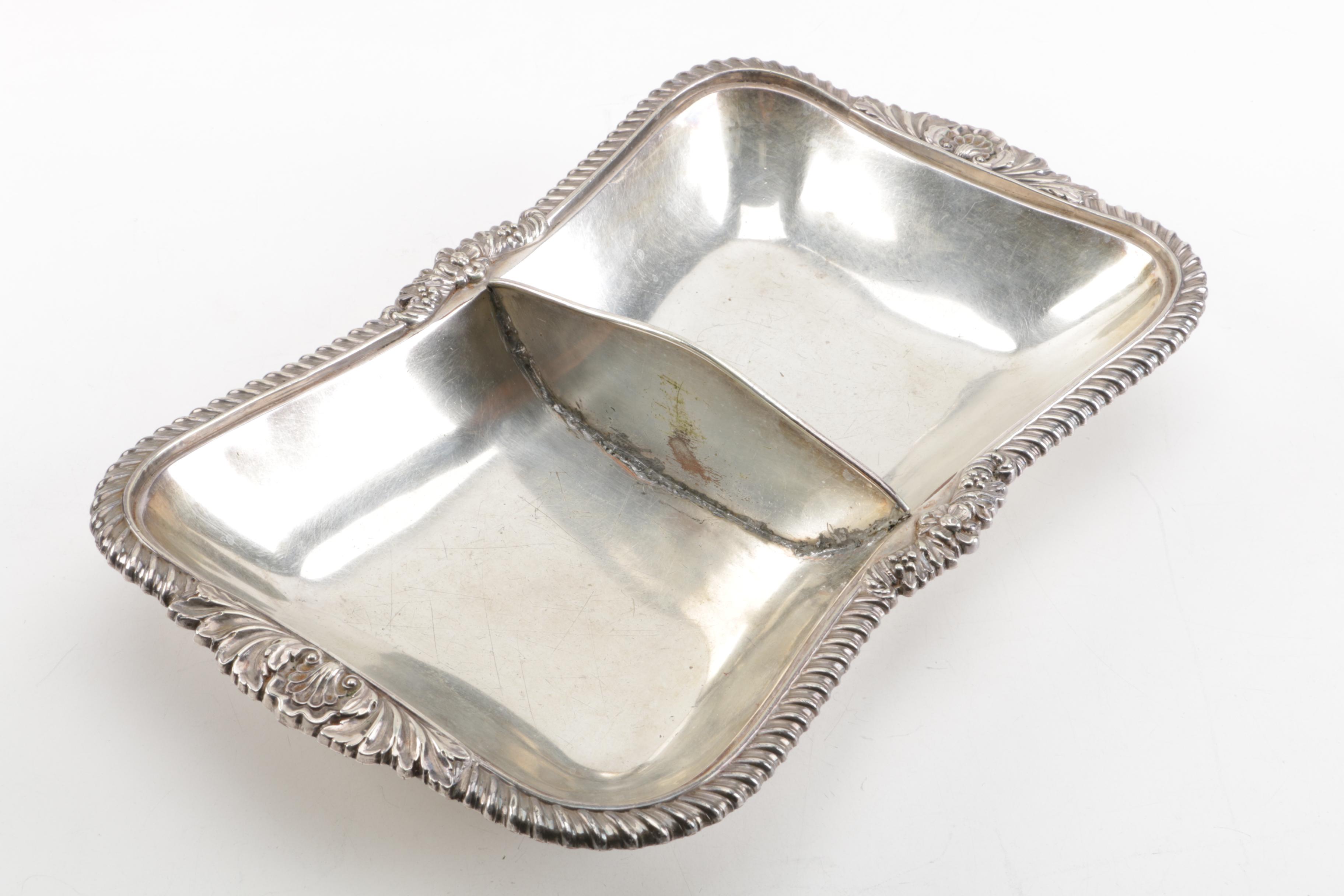 Vintage Kayserzinn Pewter Serving Dish with Silver Plate and Metal Serveware