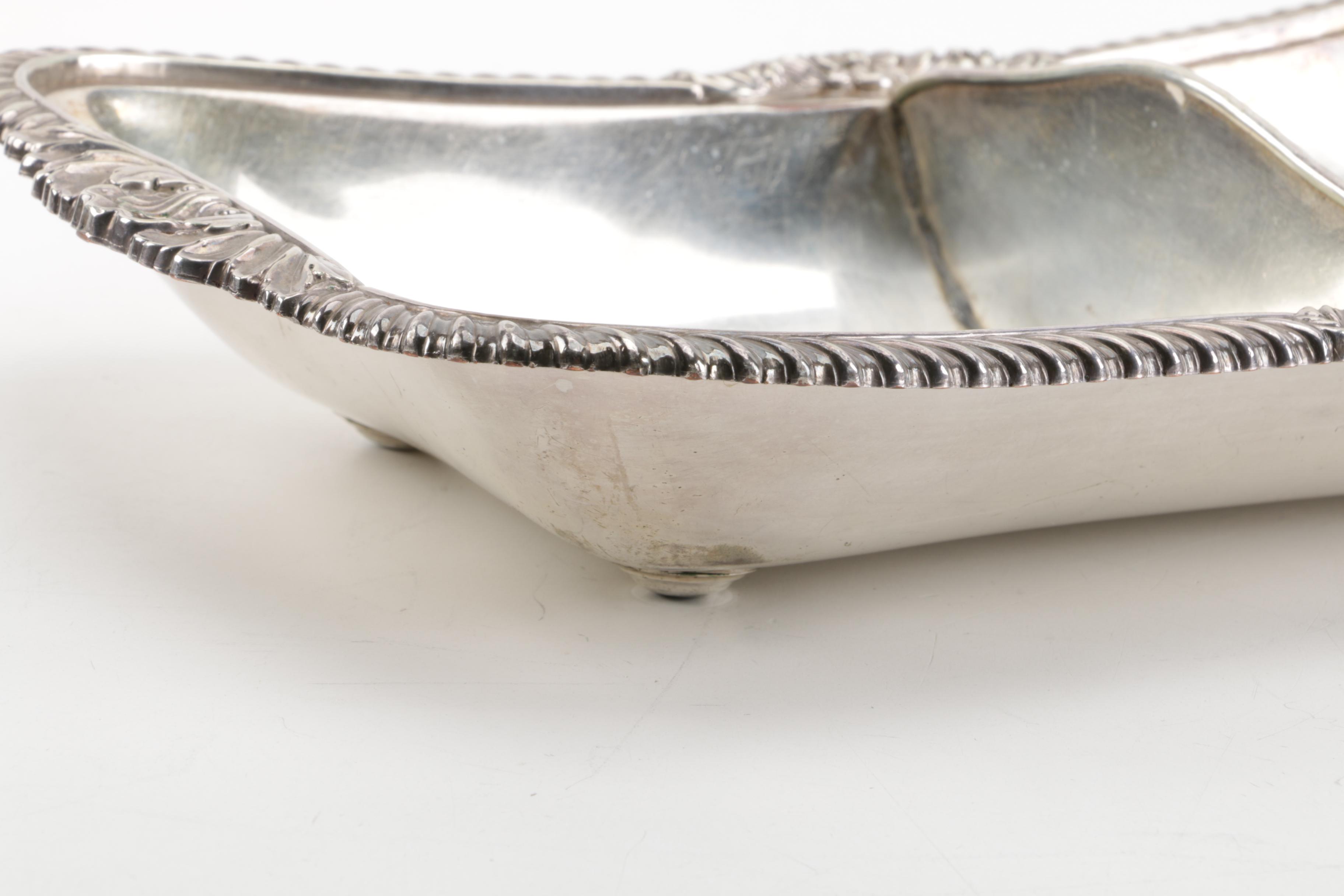 Vintage Kayserzinn Pewter Serving Dish with Silver Plate and Metal Serveware