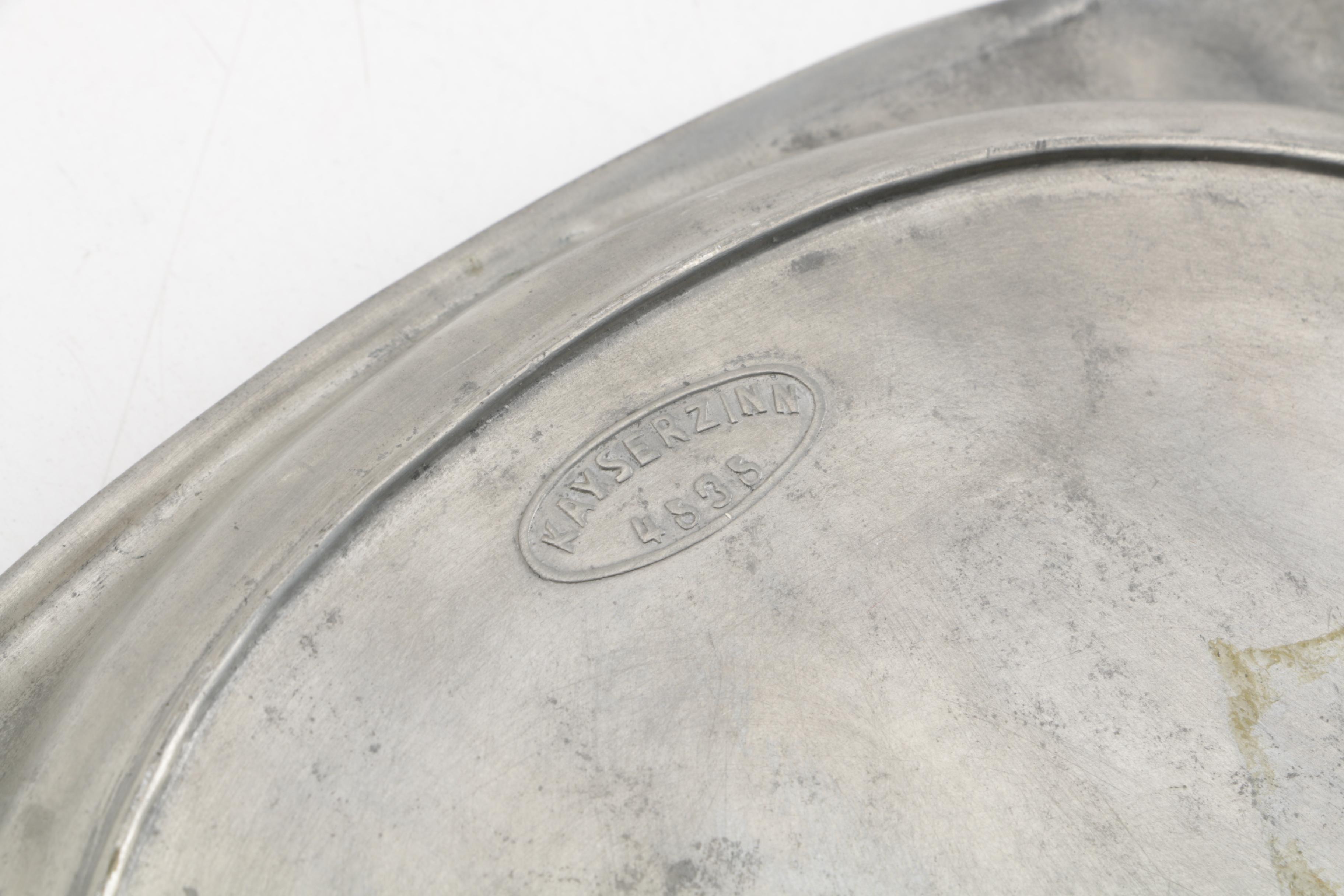 Vintage Kayserzinn Pewter Serving Dish with Silver Plate and Metal Serveware