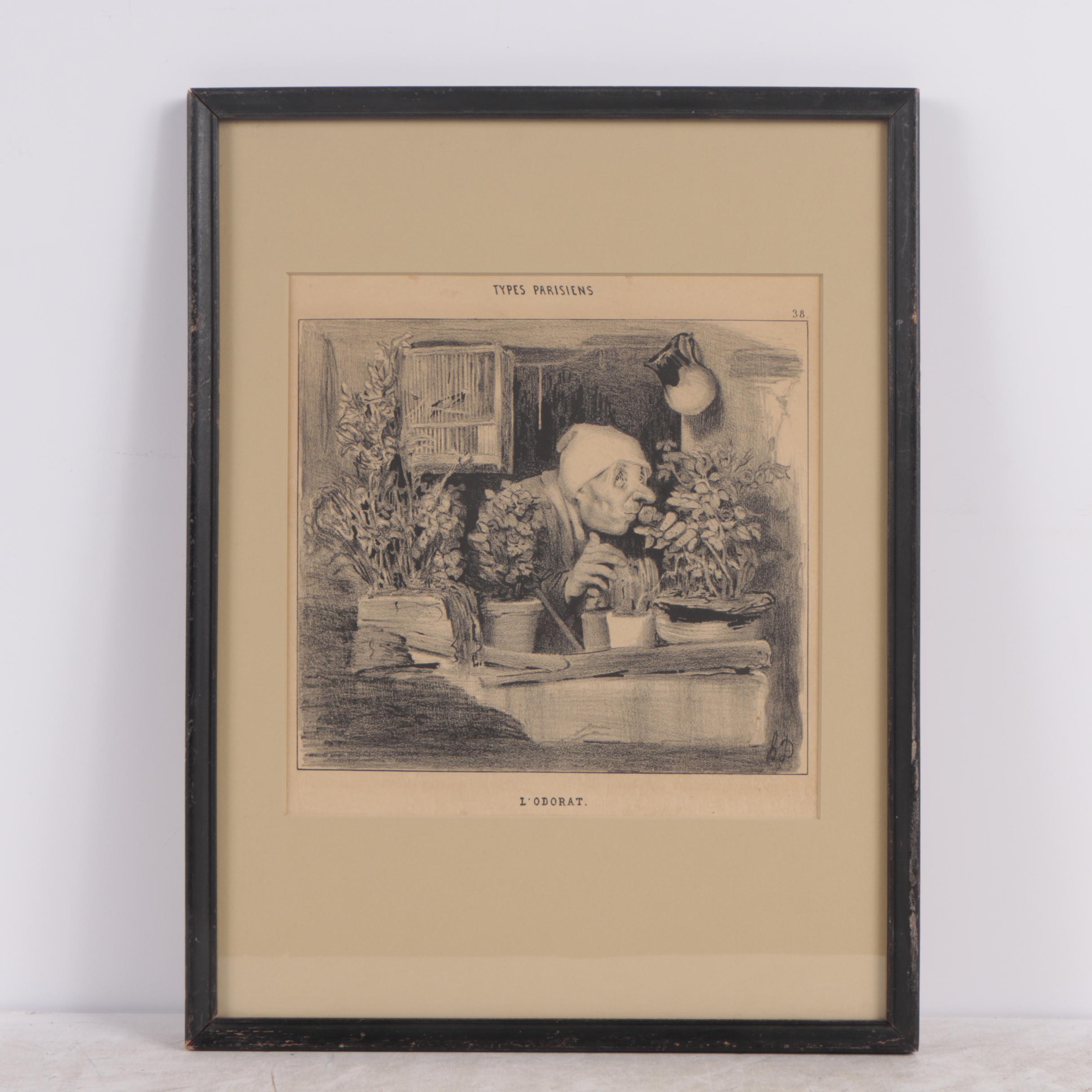 Lithographs After Honore Daumier "L'Odorat" and "Le Toucher"