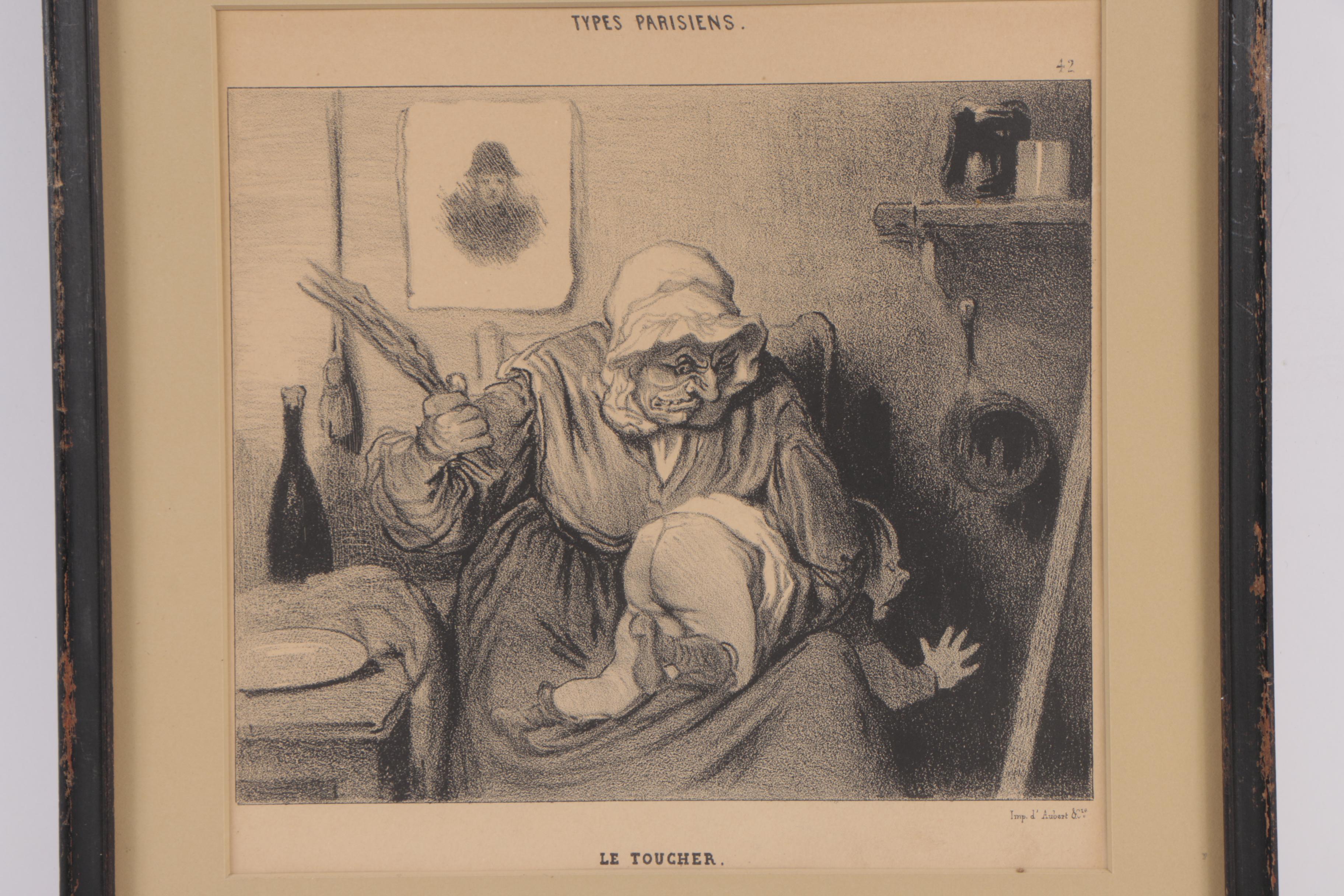 Lithographs After Honore Daumier "L'Odorat" and "Le Toucher"