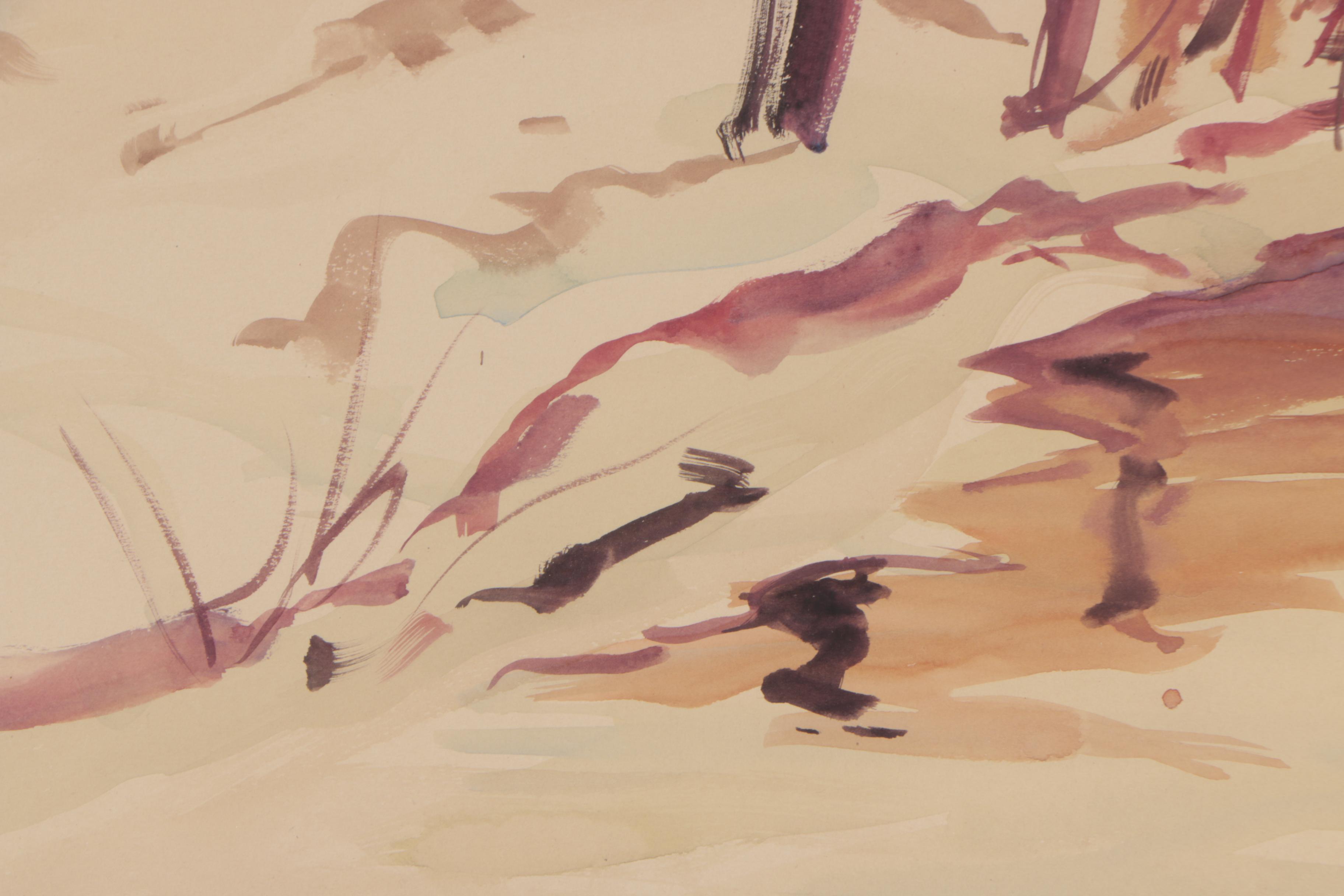 Carl Gaertner Watercolor Painting of Winter Forest Scene