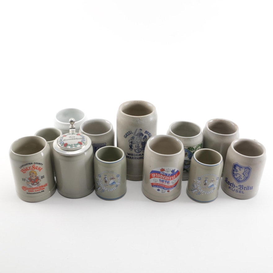 Stoneware Beer Stein and Mugs