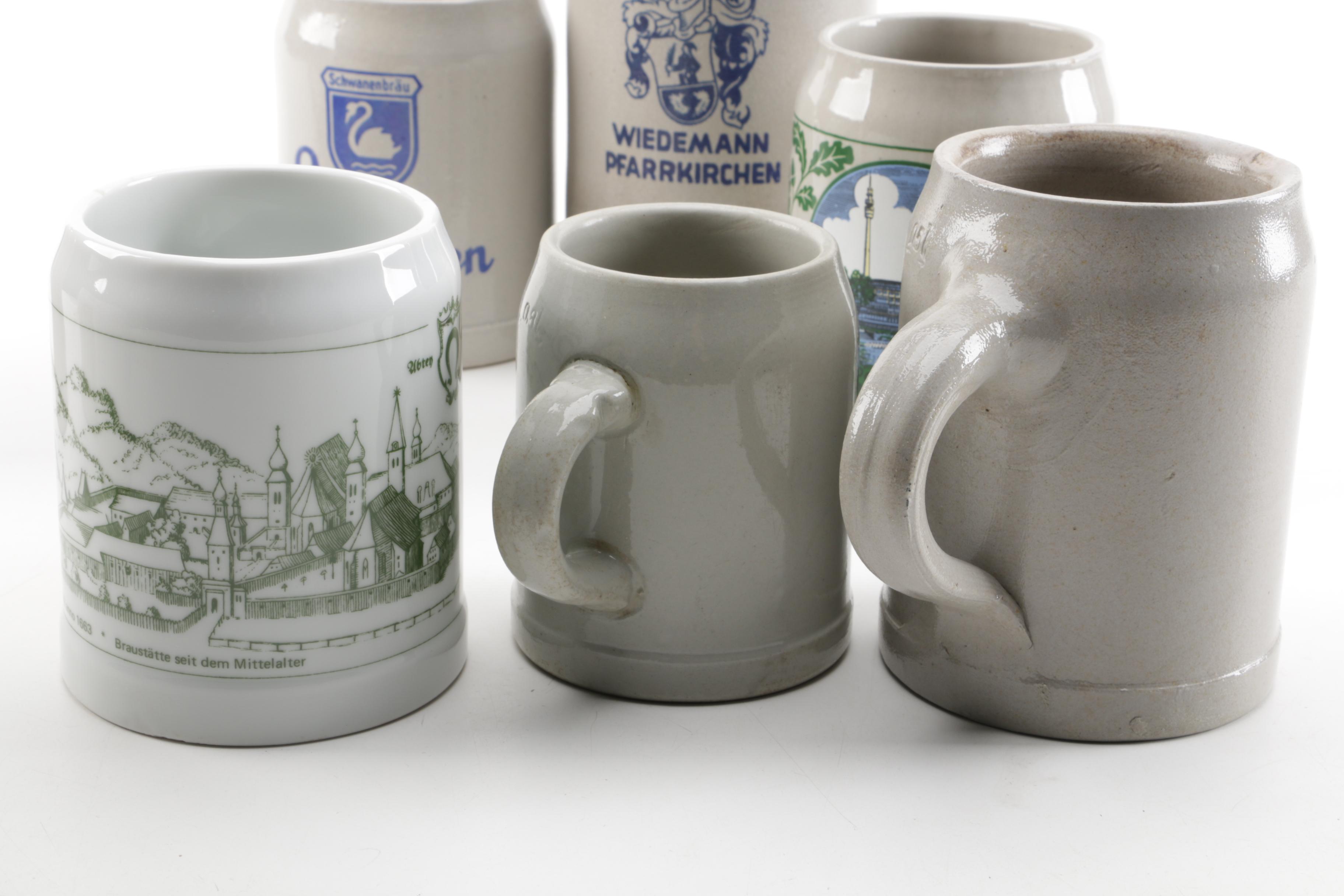 Stoneware Beer Stein and Mugs