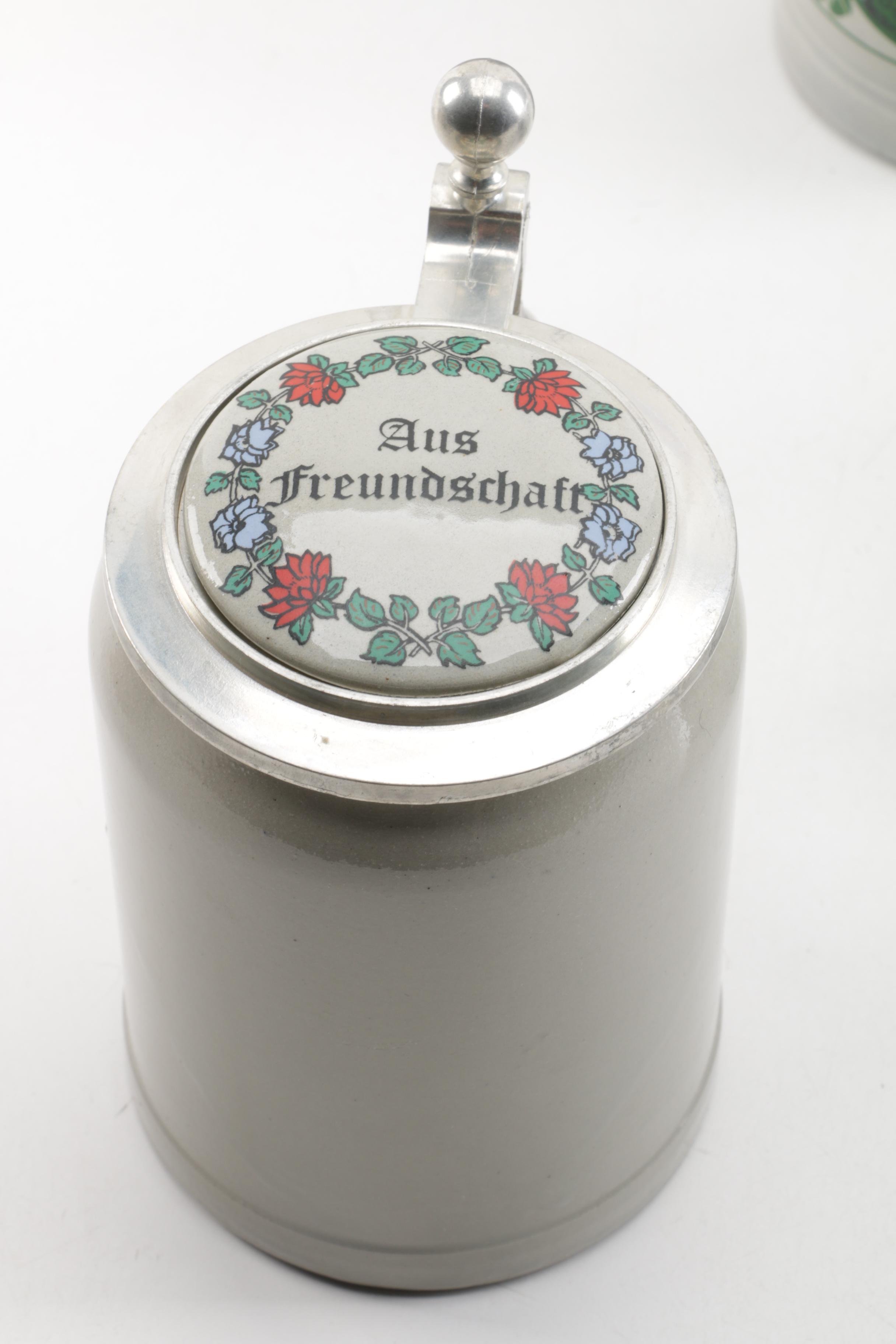 Stoneware Beer Stein and Mugs