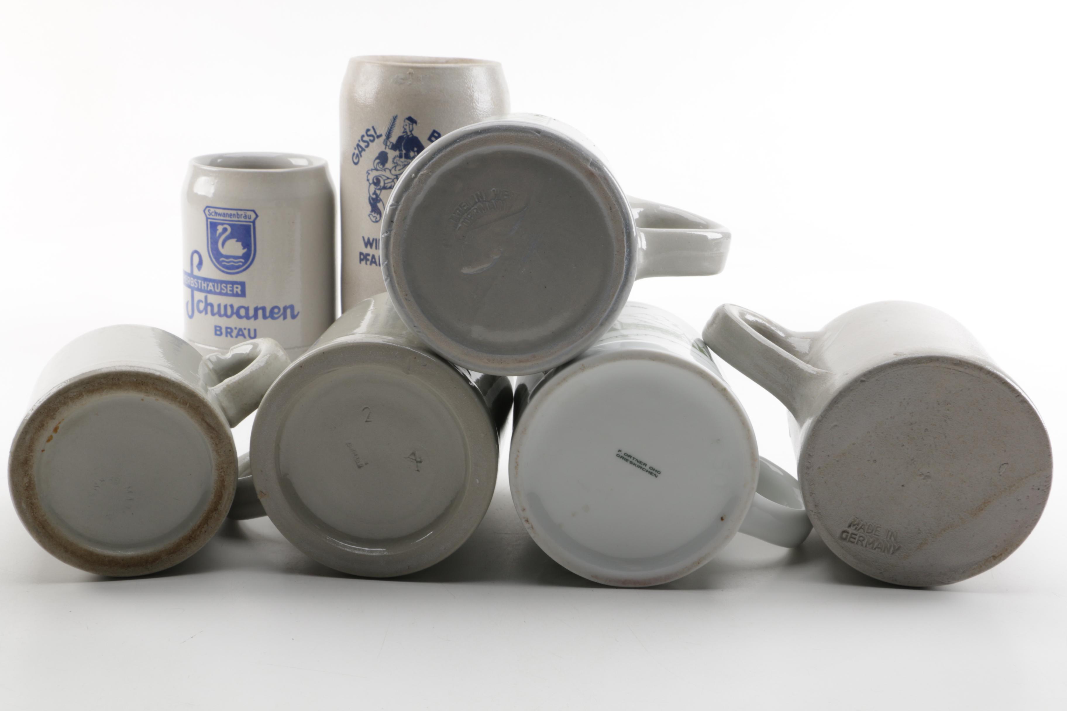 Stoneware Beer Stein and Mugs