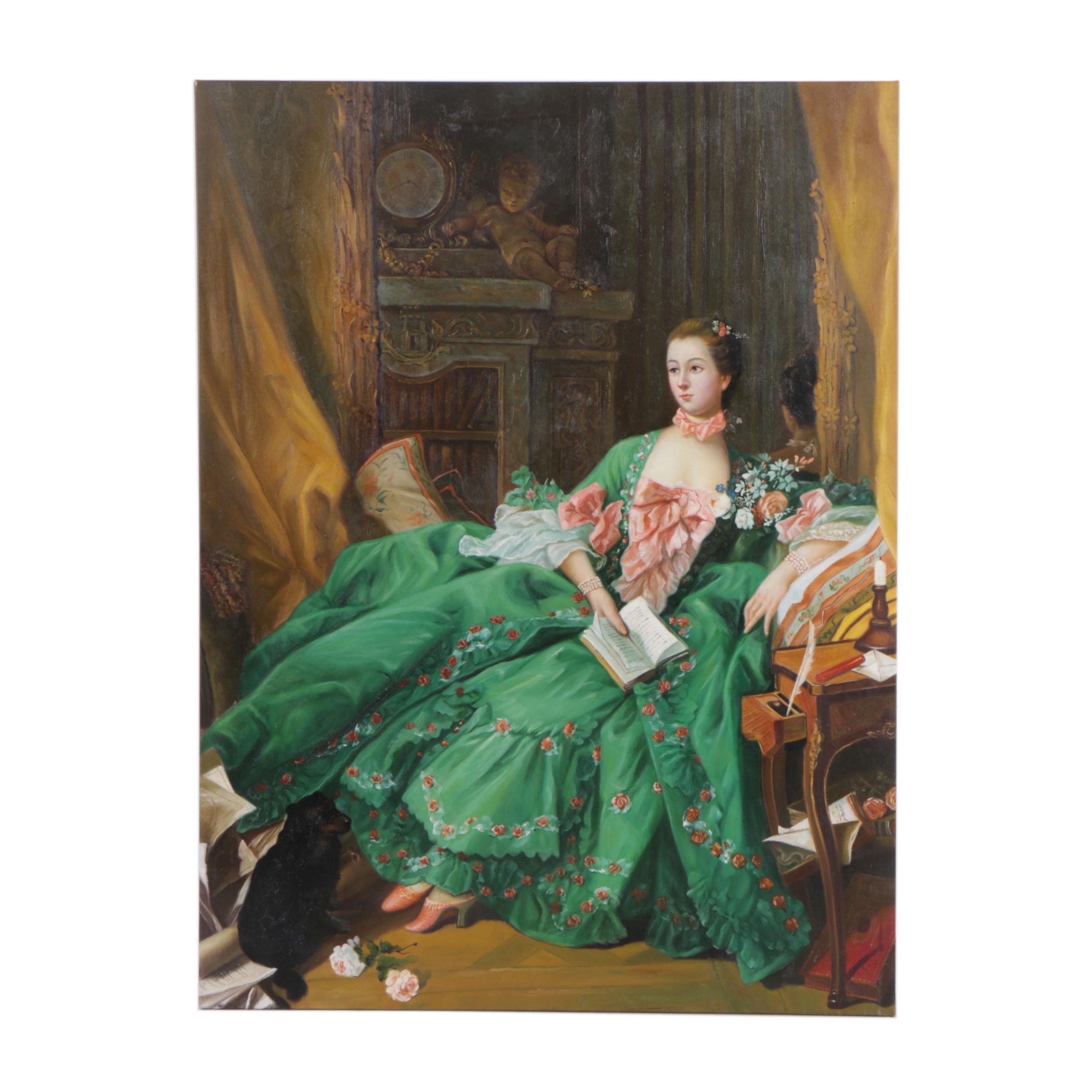 Acrylic Copy Painting After Francois Boucher's "Madame de Pompadour"