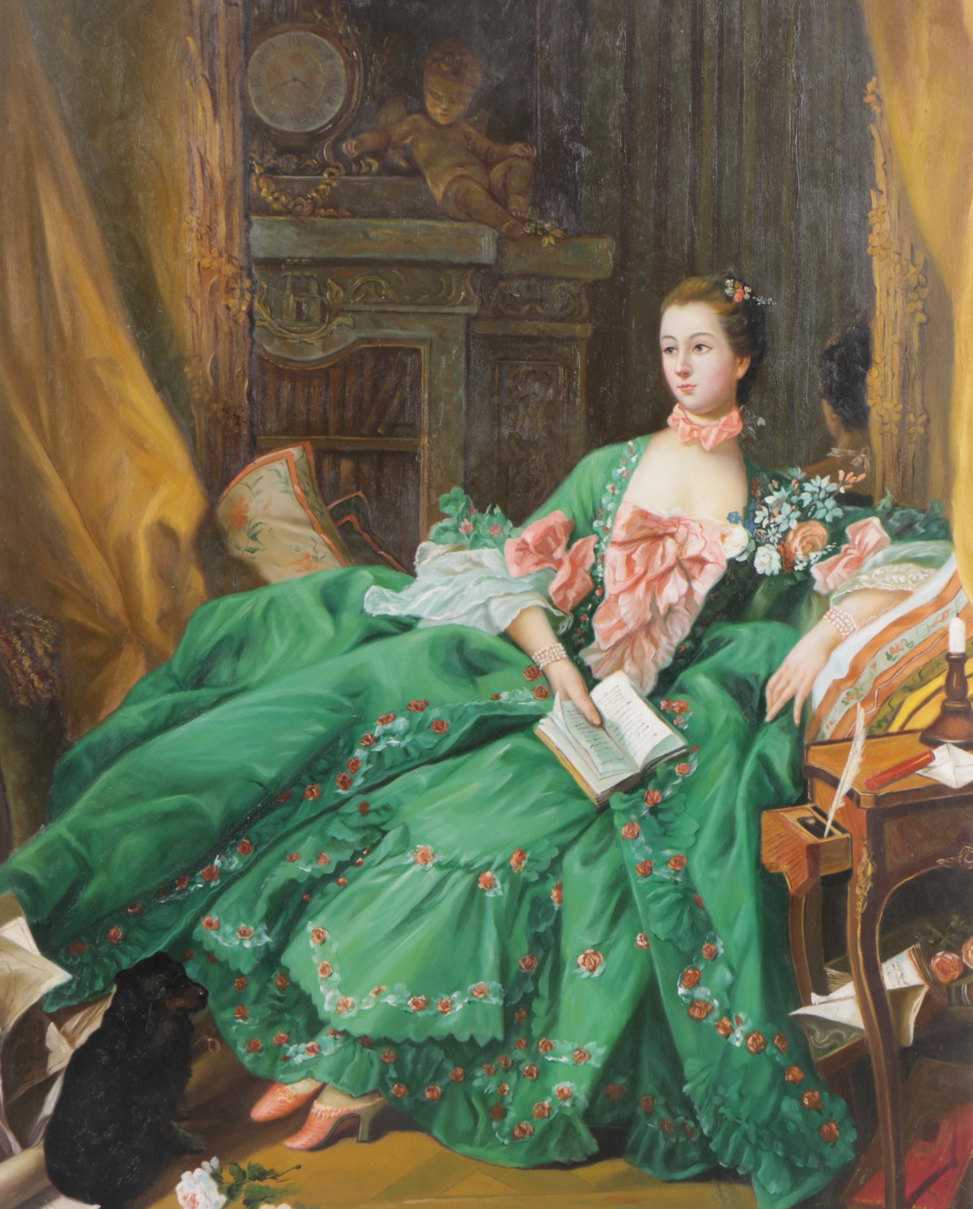 Acrylic Copy Painting After Francois Boucher's "Madame de Pompadour"