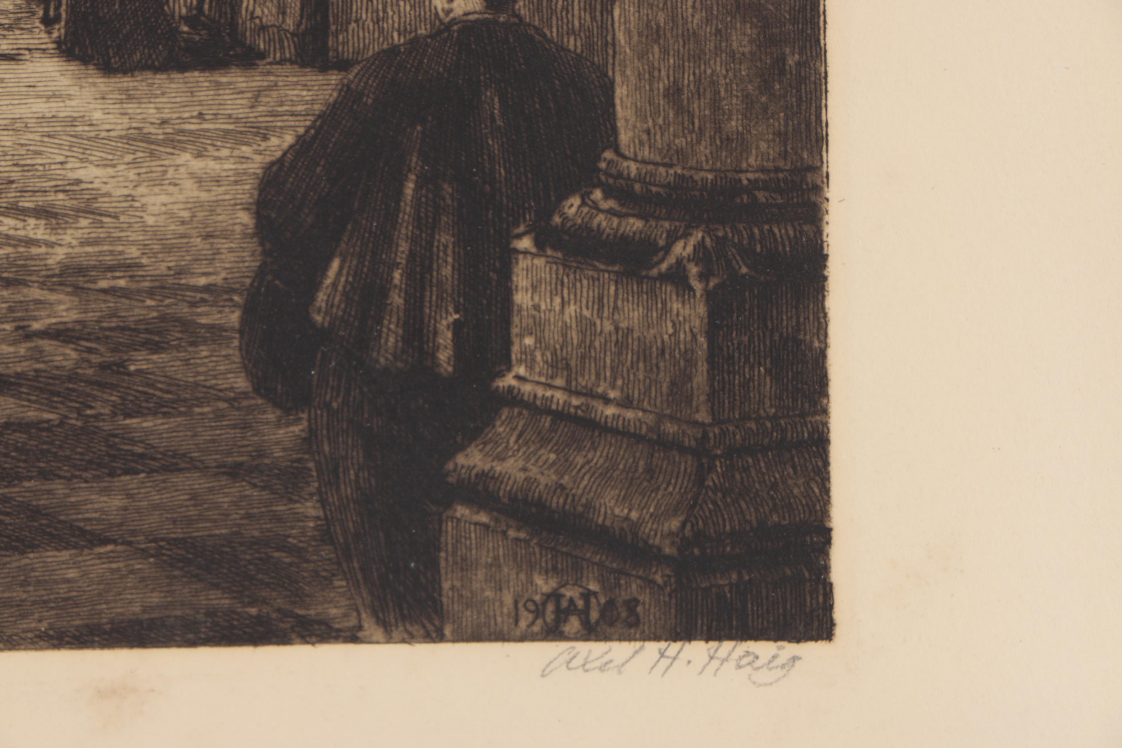 Axel Haig Etching "Toledo Cathedral"