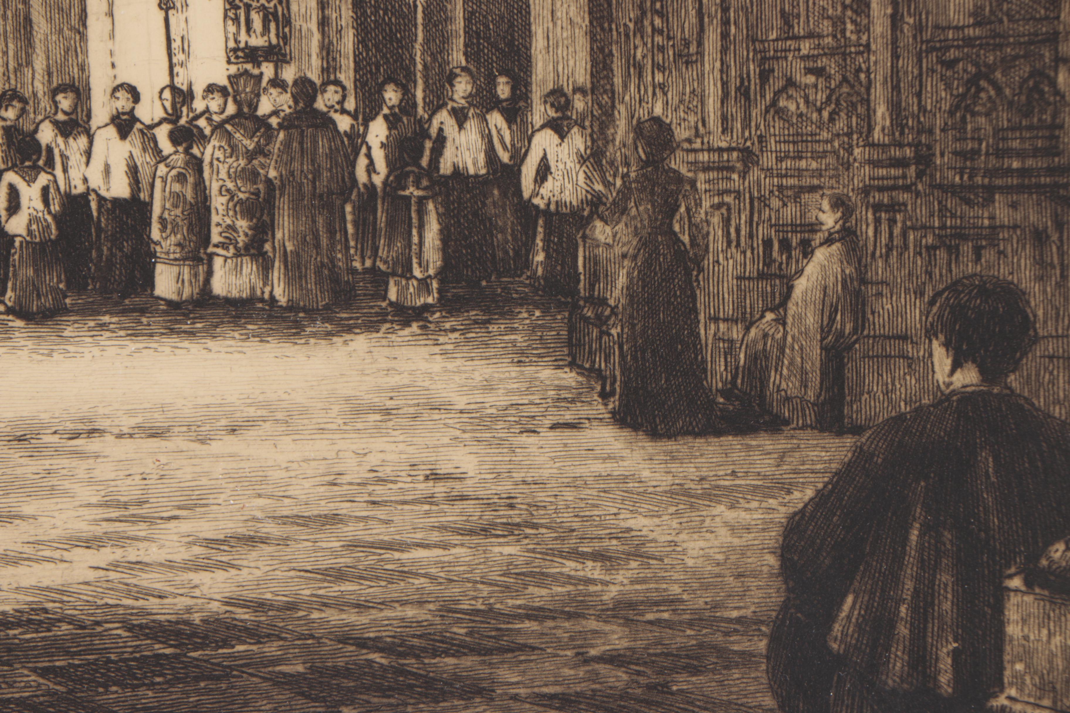 Axel Haig Etching "Toledo Cathedral"