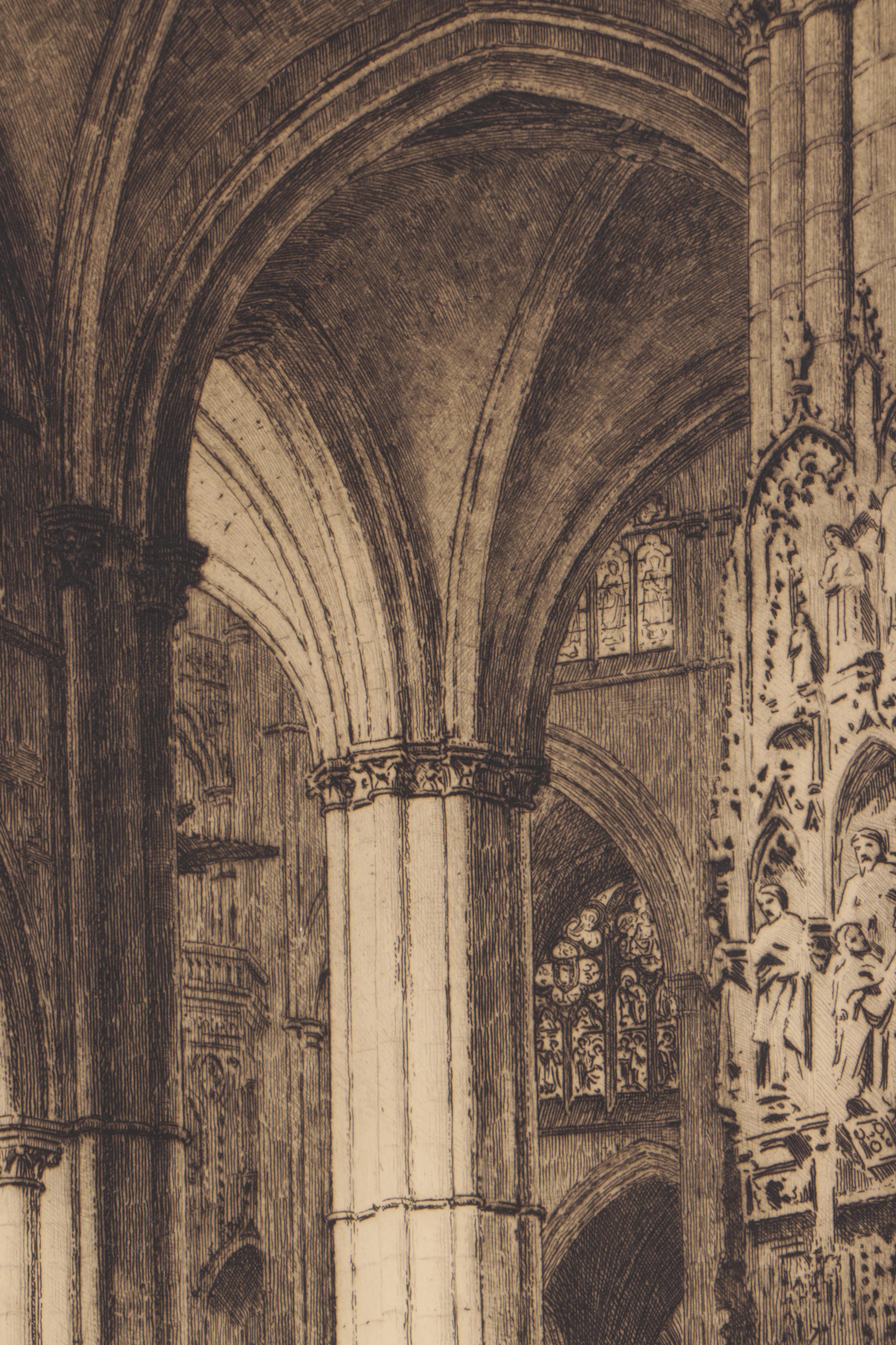 Axel Haig Etching "Toledo Cathedral"